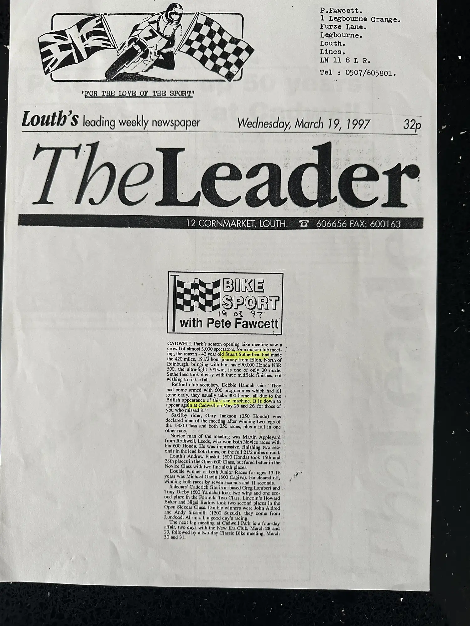 1997 Honda NSR500VF 499cc-Sold