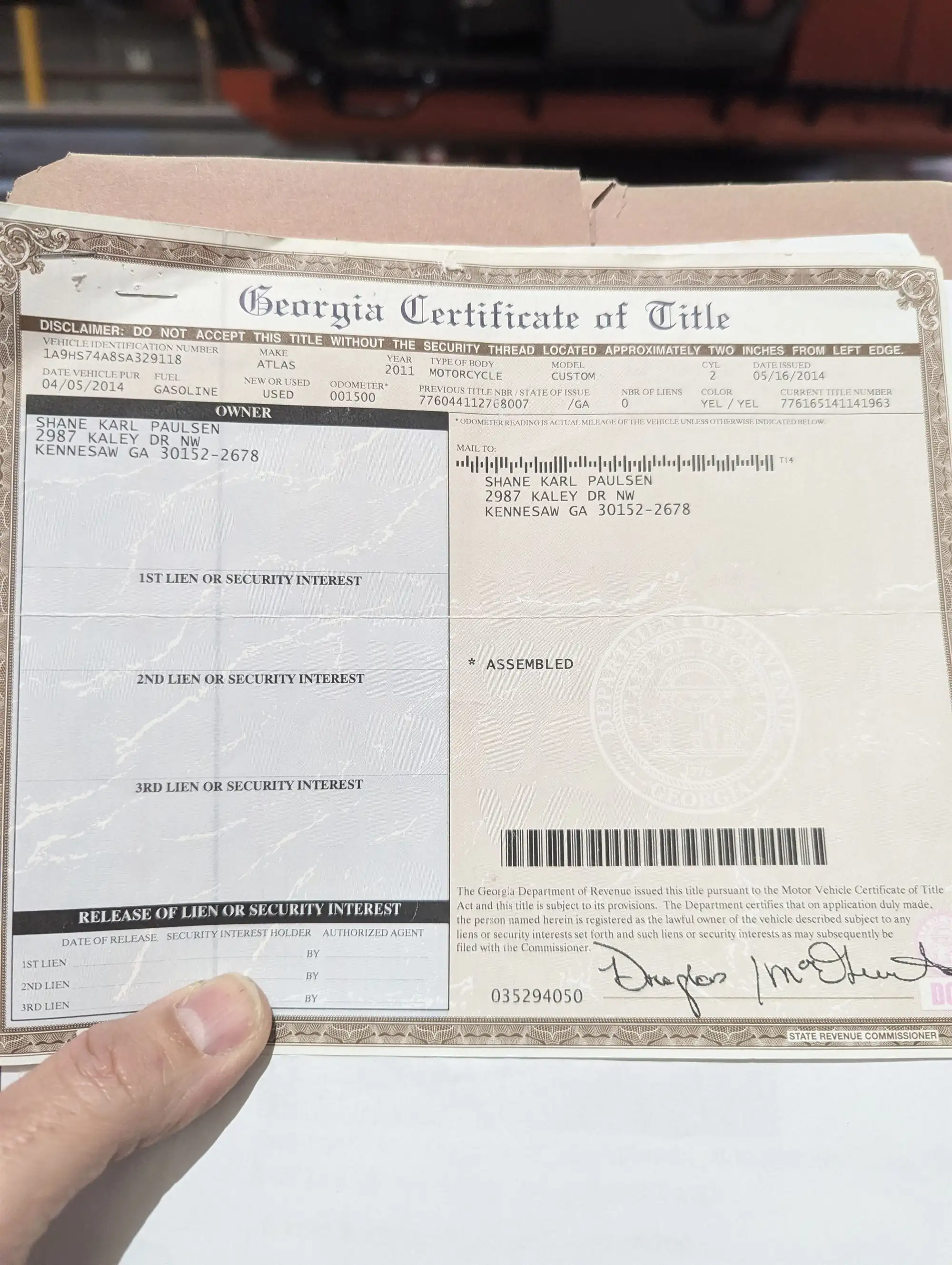 2011 Atlas Harley Davidson custom 1340cc-Sold