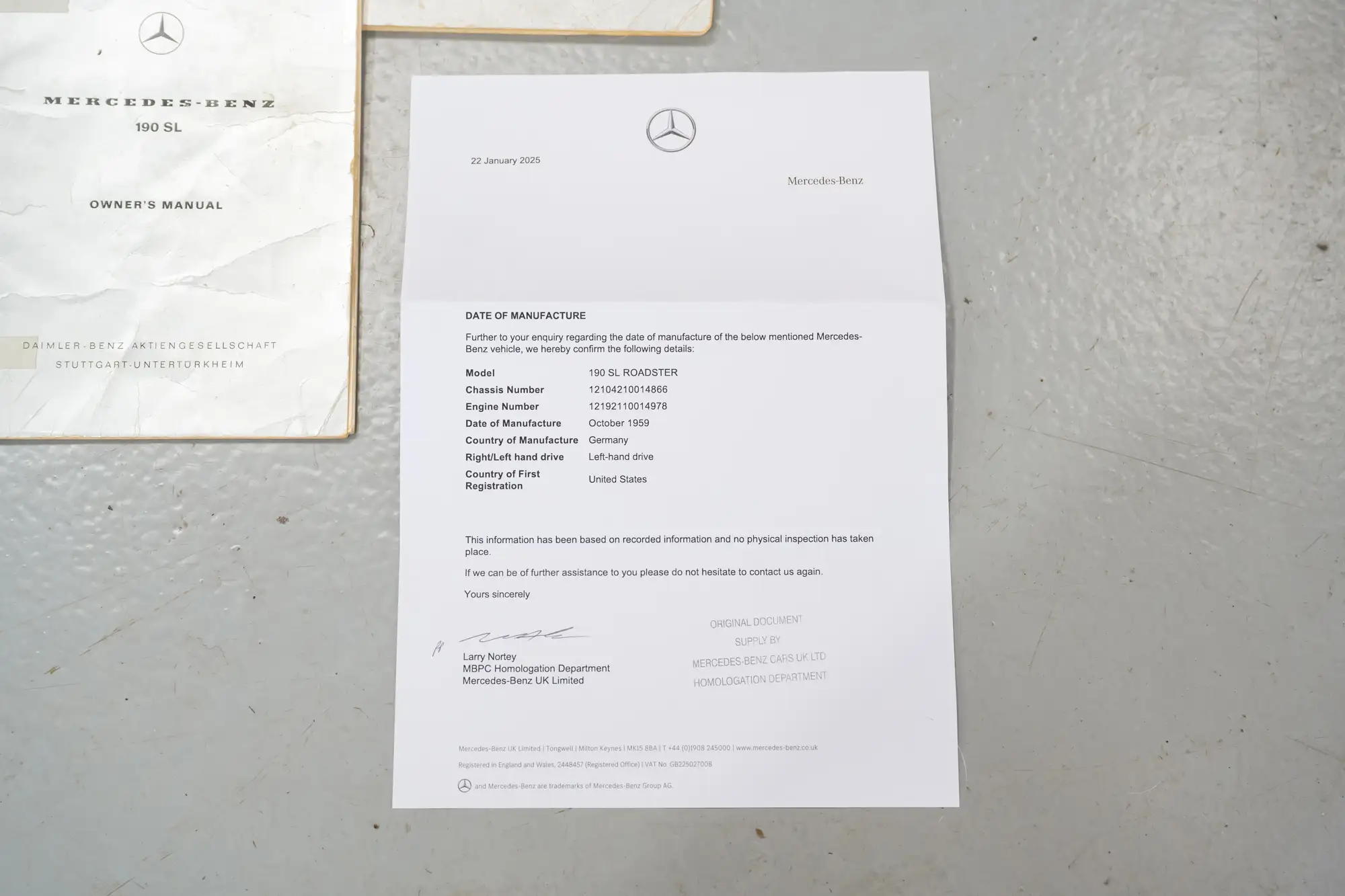 1959 Mercedes-Benz 190 SL-For Sale