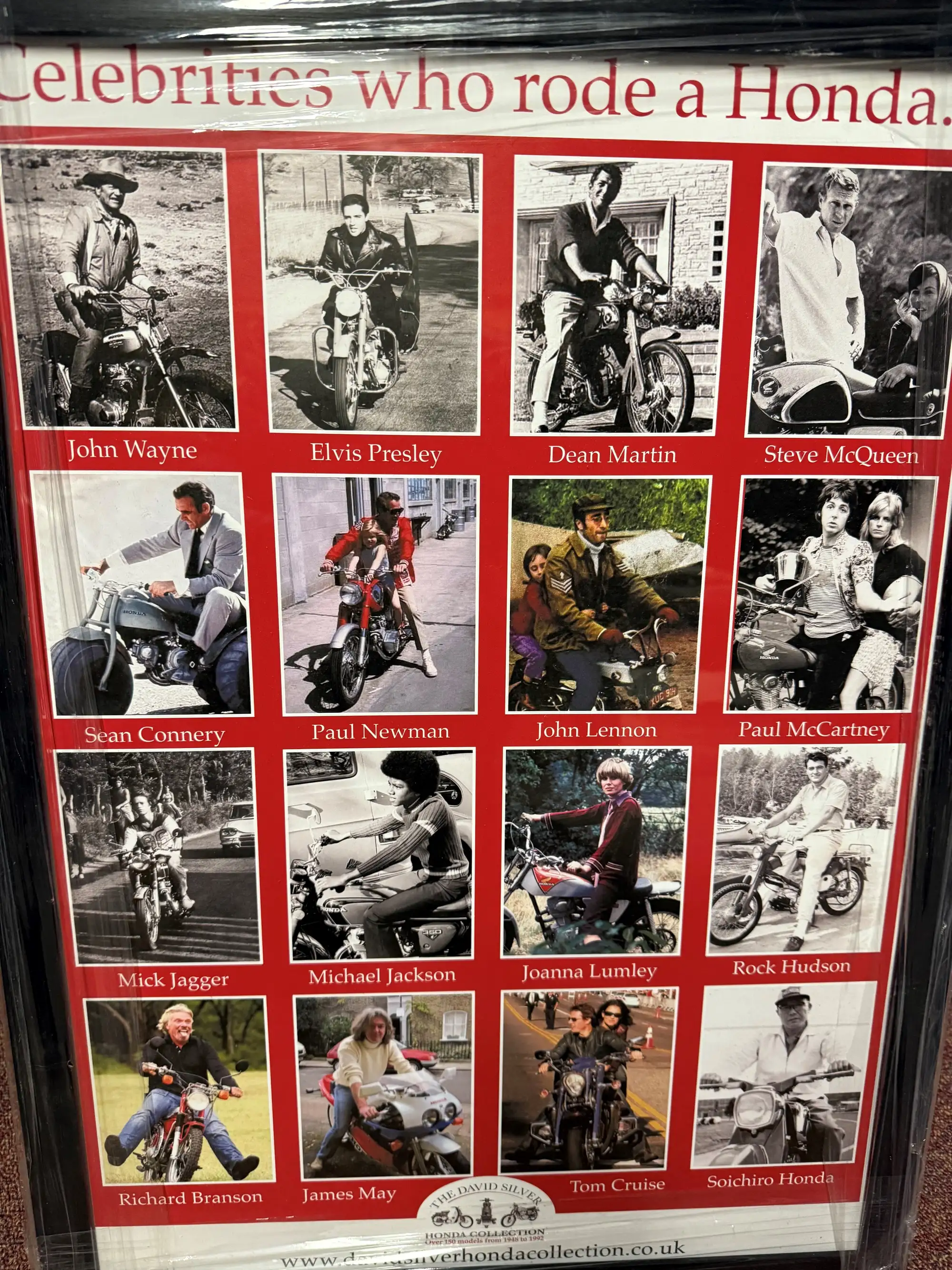 'Celebrities Who Rode a Honda' Framed Picture-Sold