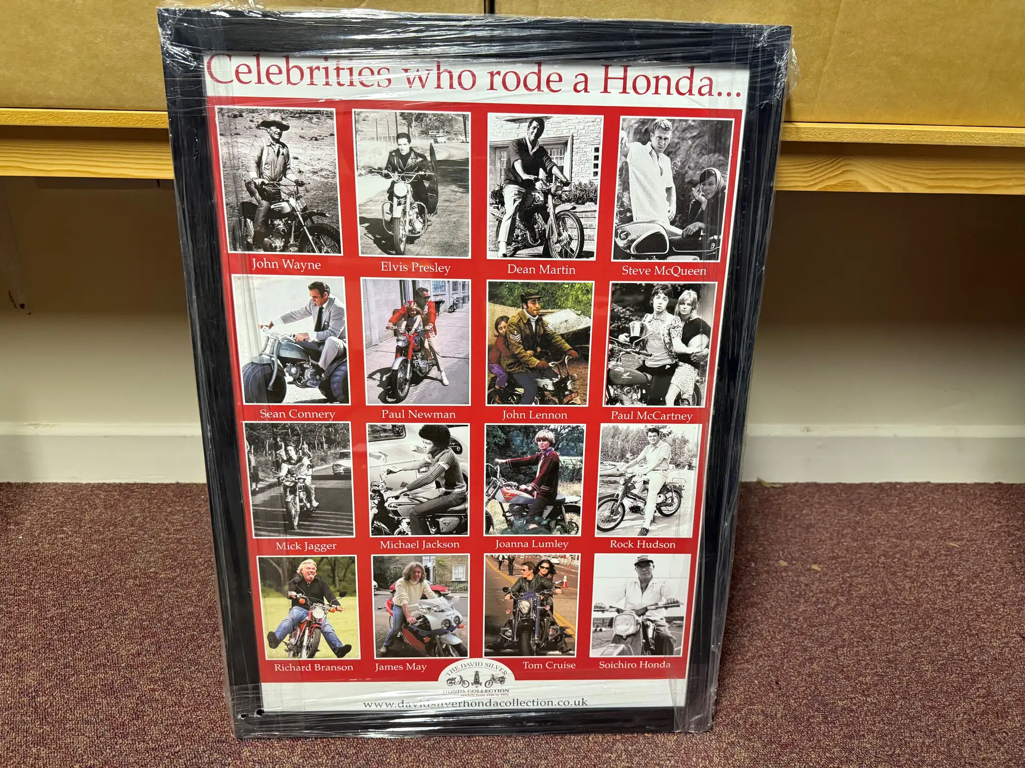 'Celebrities Who Rode a Honda' Framed Picture-Sold