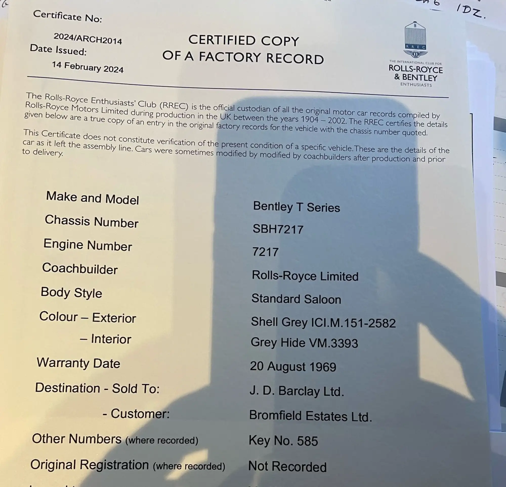 1969 Bentley T1-Sold