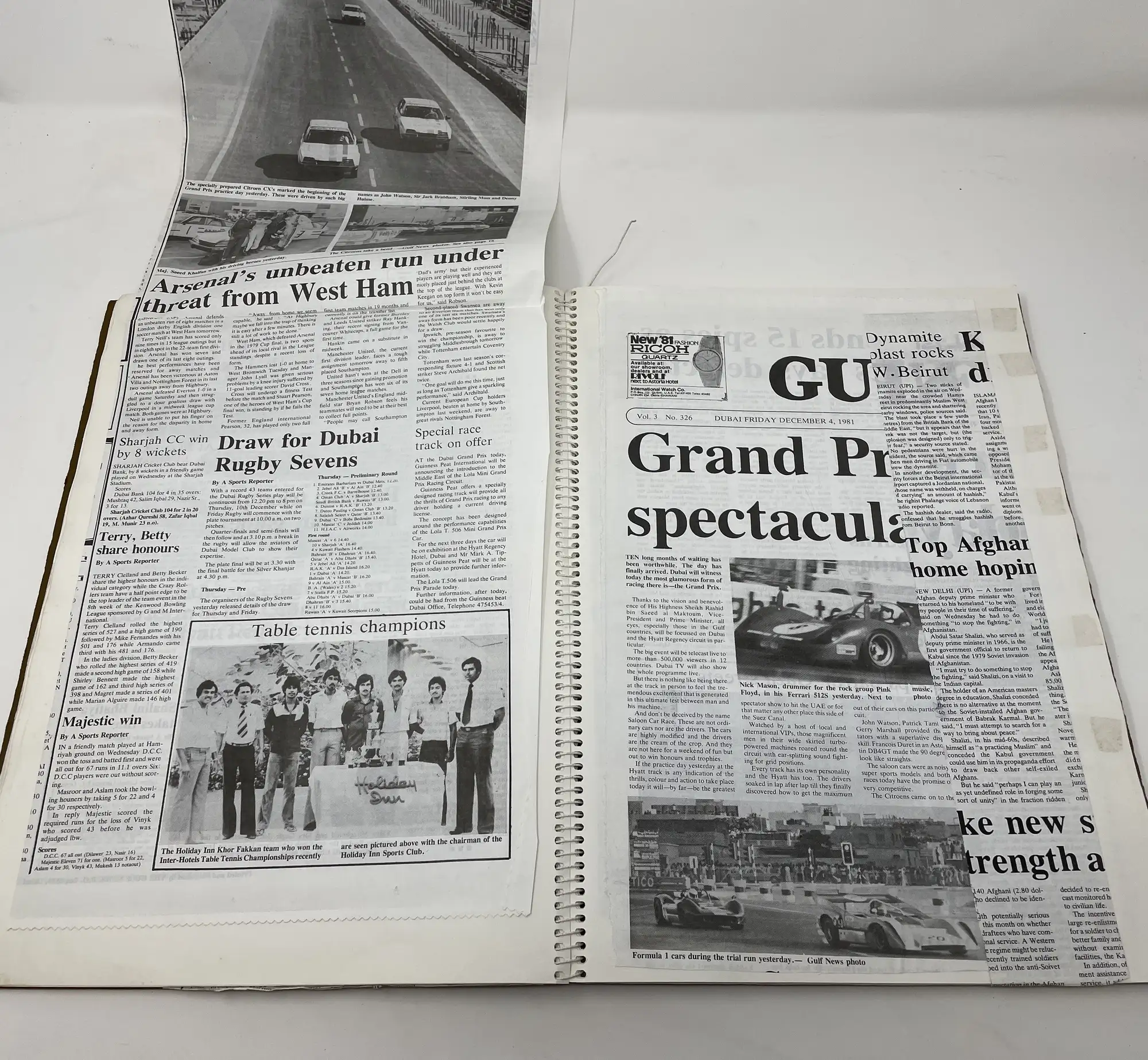 Fangio-Signed 1981 Dubai Grand Prix Framed Posters Plus Phot-For Sale