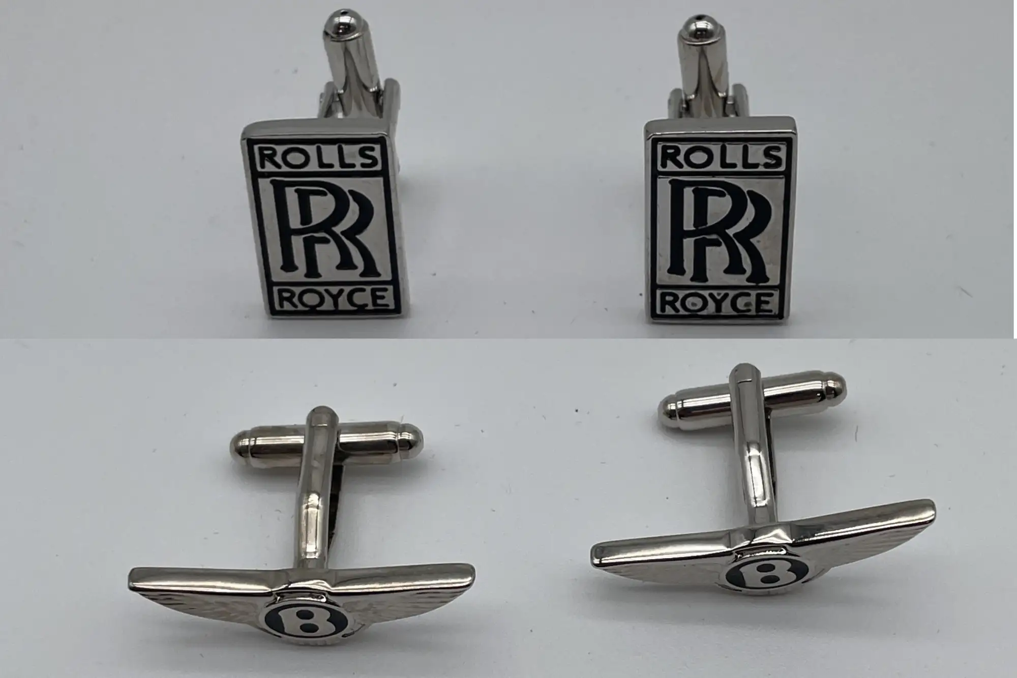Unused, Plated and Enamelled Rolls-Royce and Bentley Cufflin-For Sale
