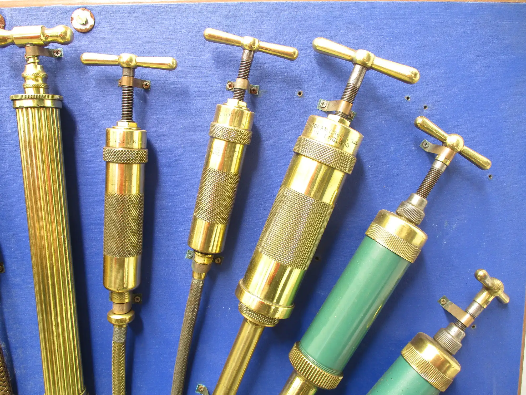Genuine Vintage Grease Guns Wall Art Display-Sold
