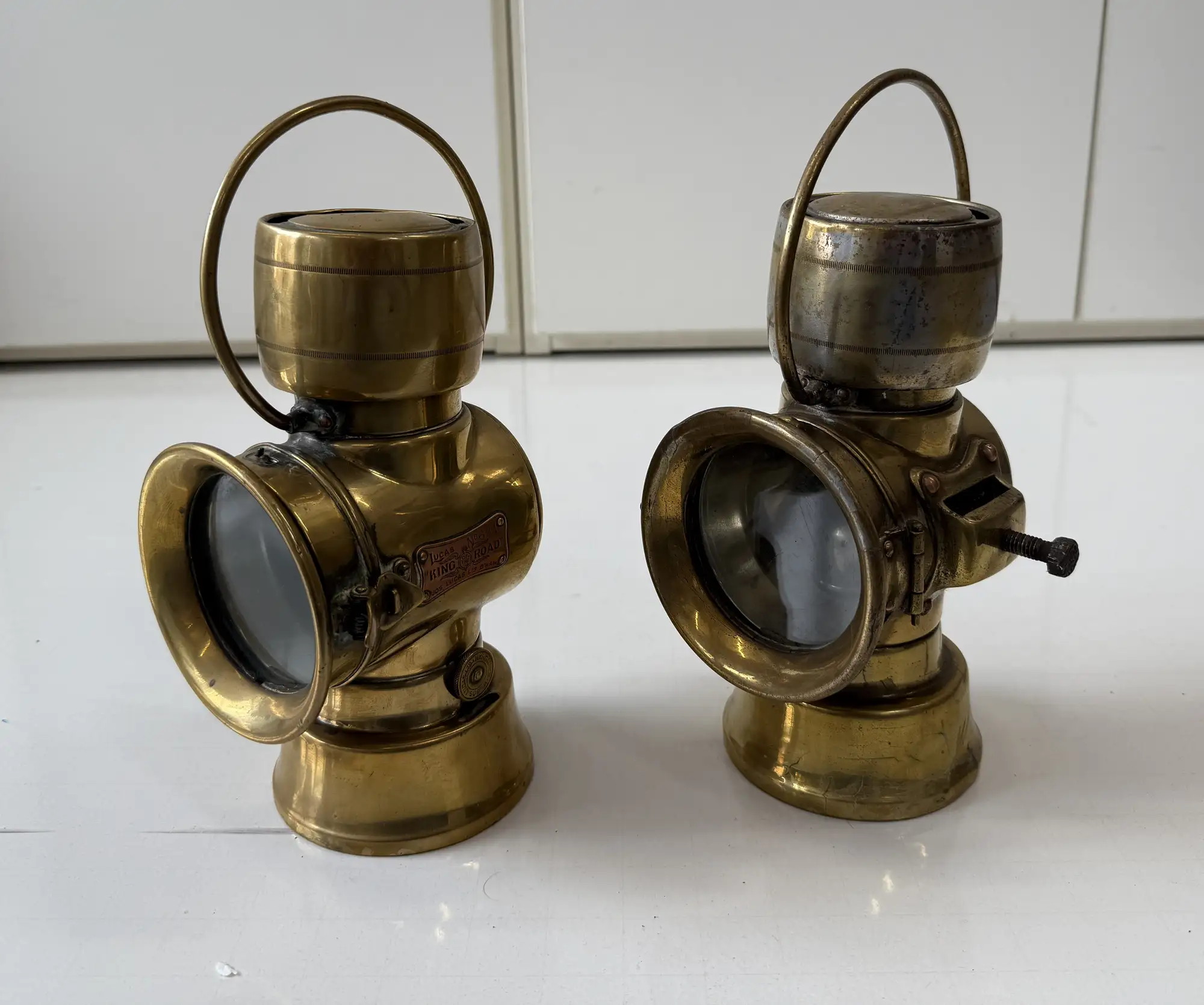 A Pair Of Brass Veteran/Edwardian Motor Car Side Lamps-For Sale