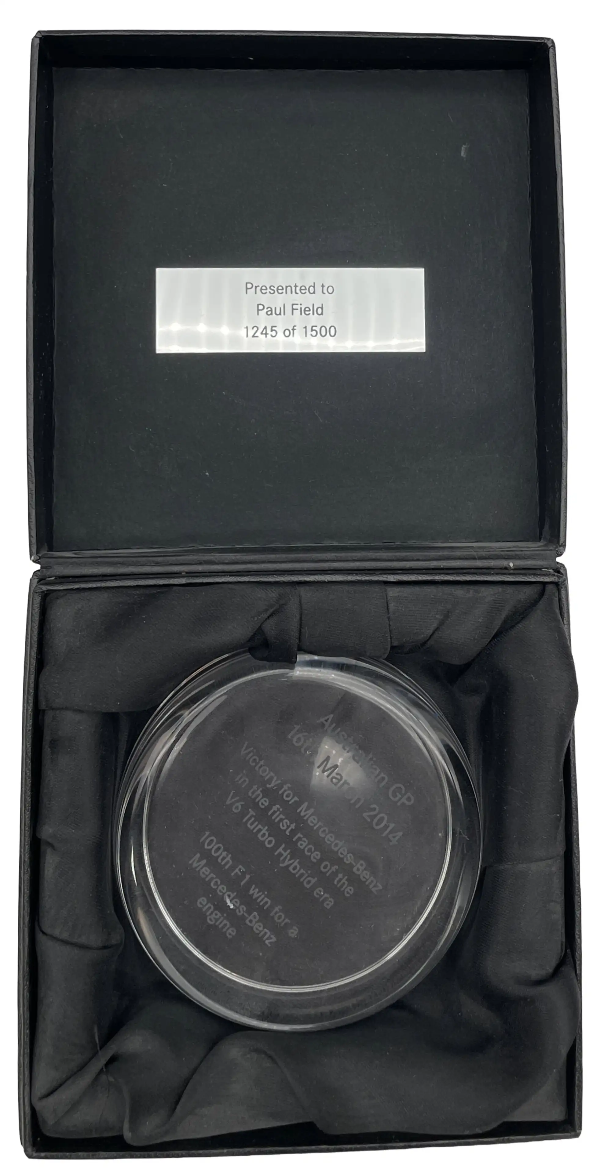 A Rare Mercedes-AMG Petronas Team Winners Glass Paperweight -For Sale