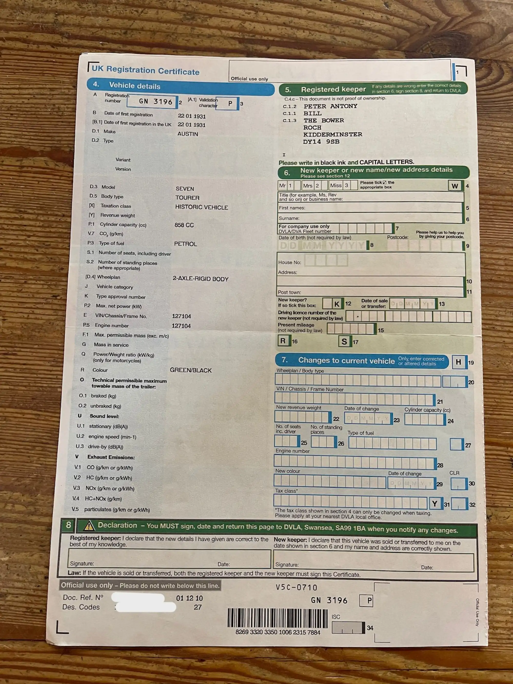 1931 Austin Seven AF Chummy Tourer-Sold