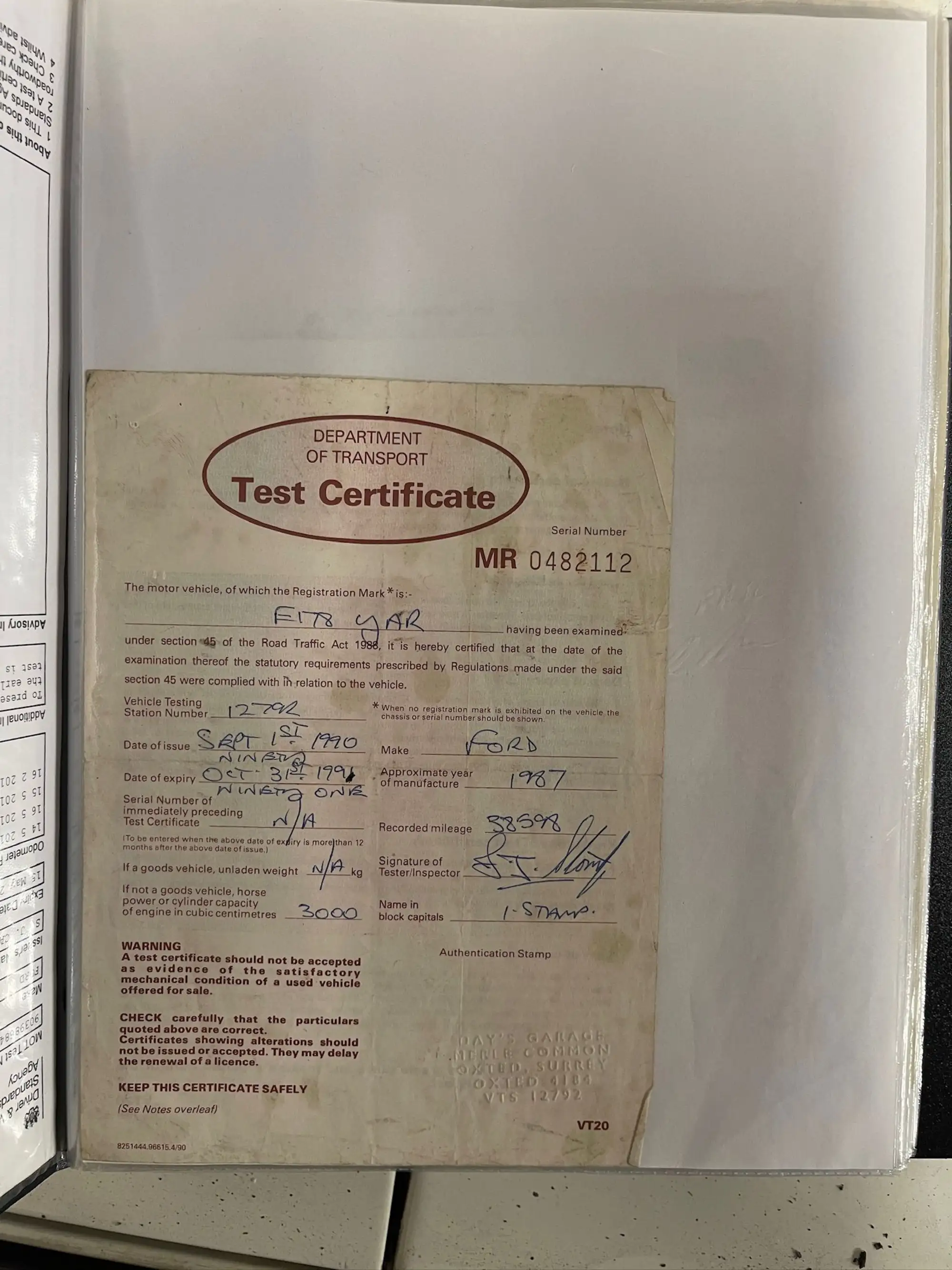 1987 Ford Capri 280 Brooklands-Sold