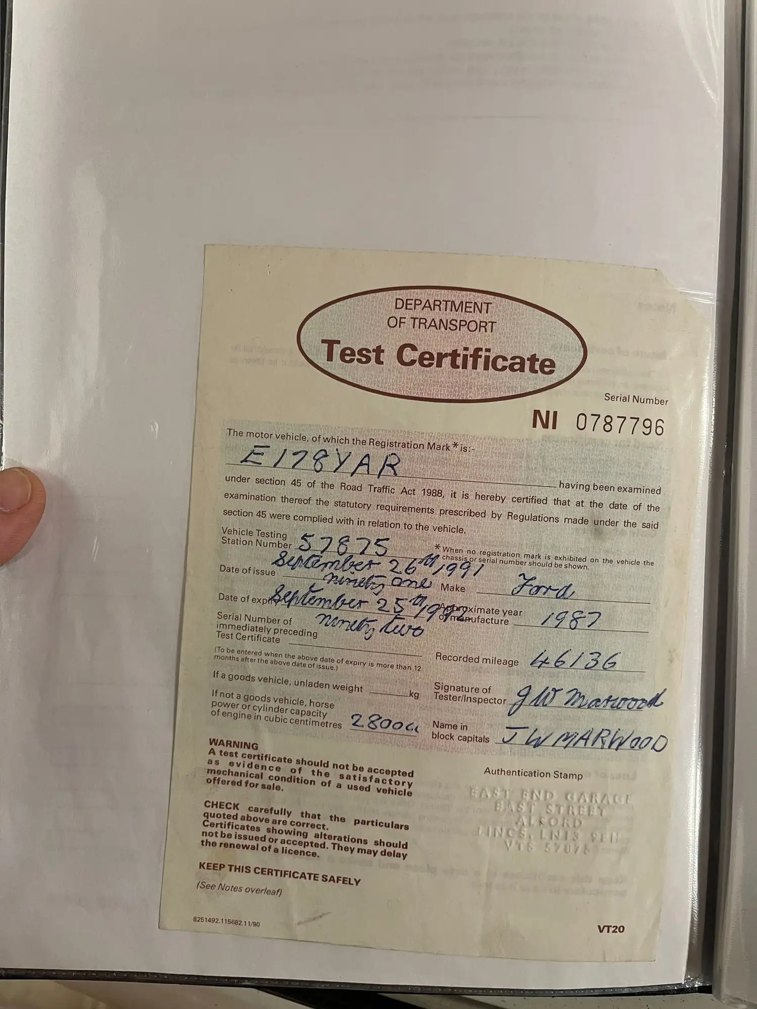 1987 Ford Capri 280 Brooklands-Sold