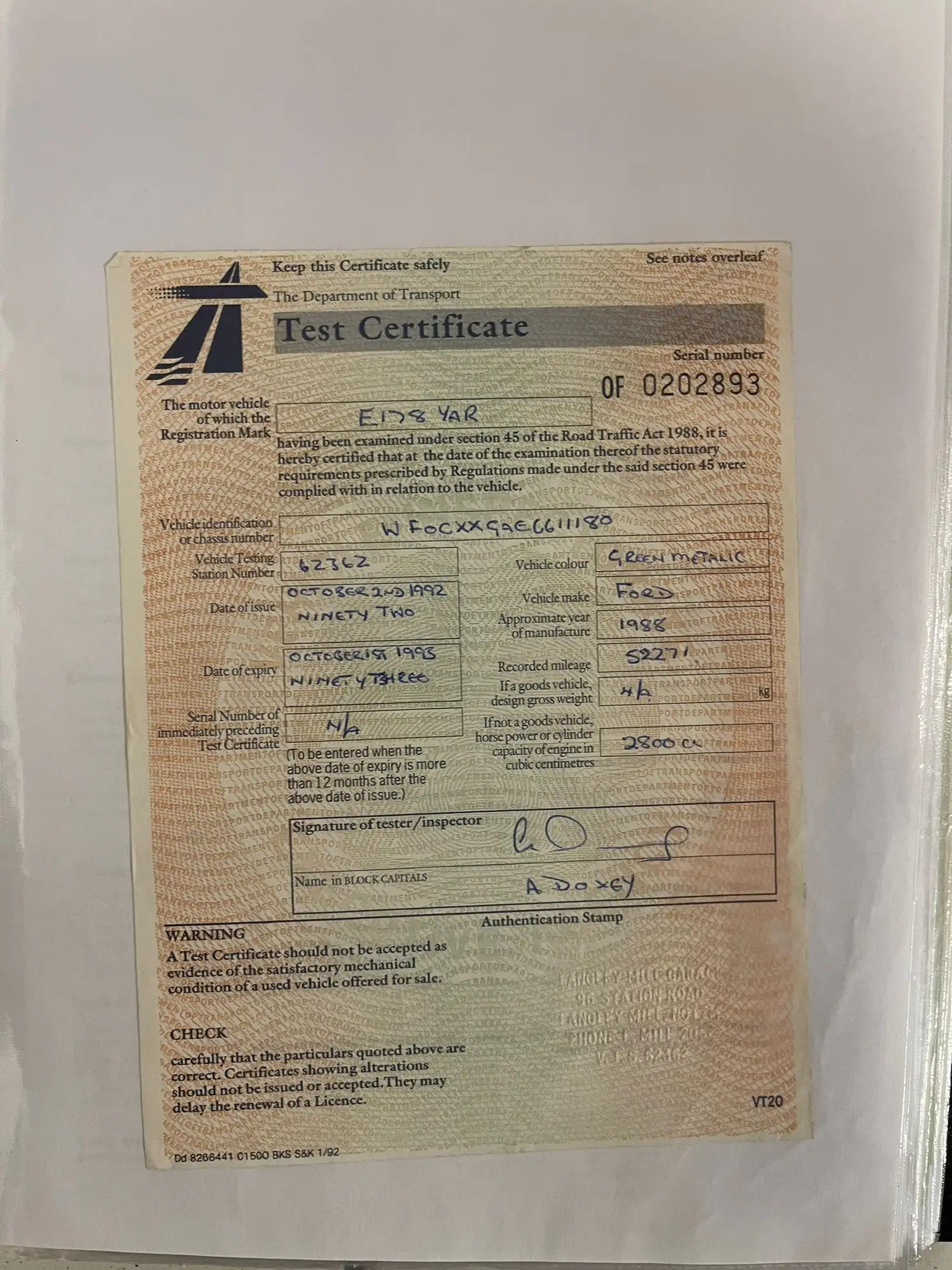 1987 Ford Capri 280 Brooklands-Sold