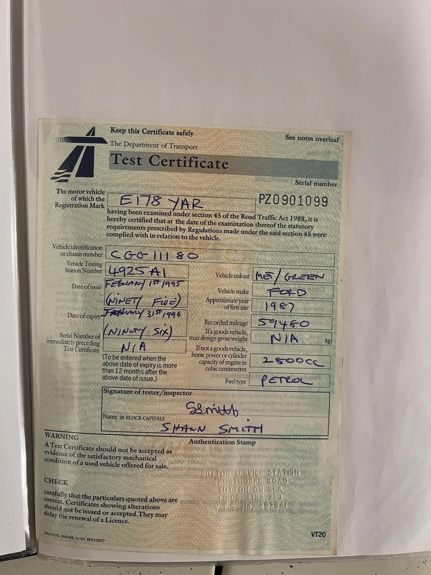 1987 Ford Capri 280 Brooklands-Sold