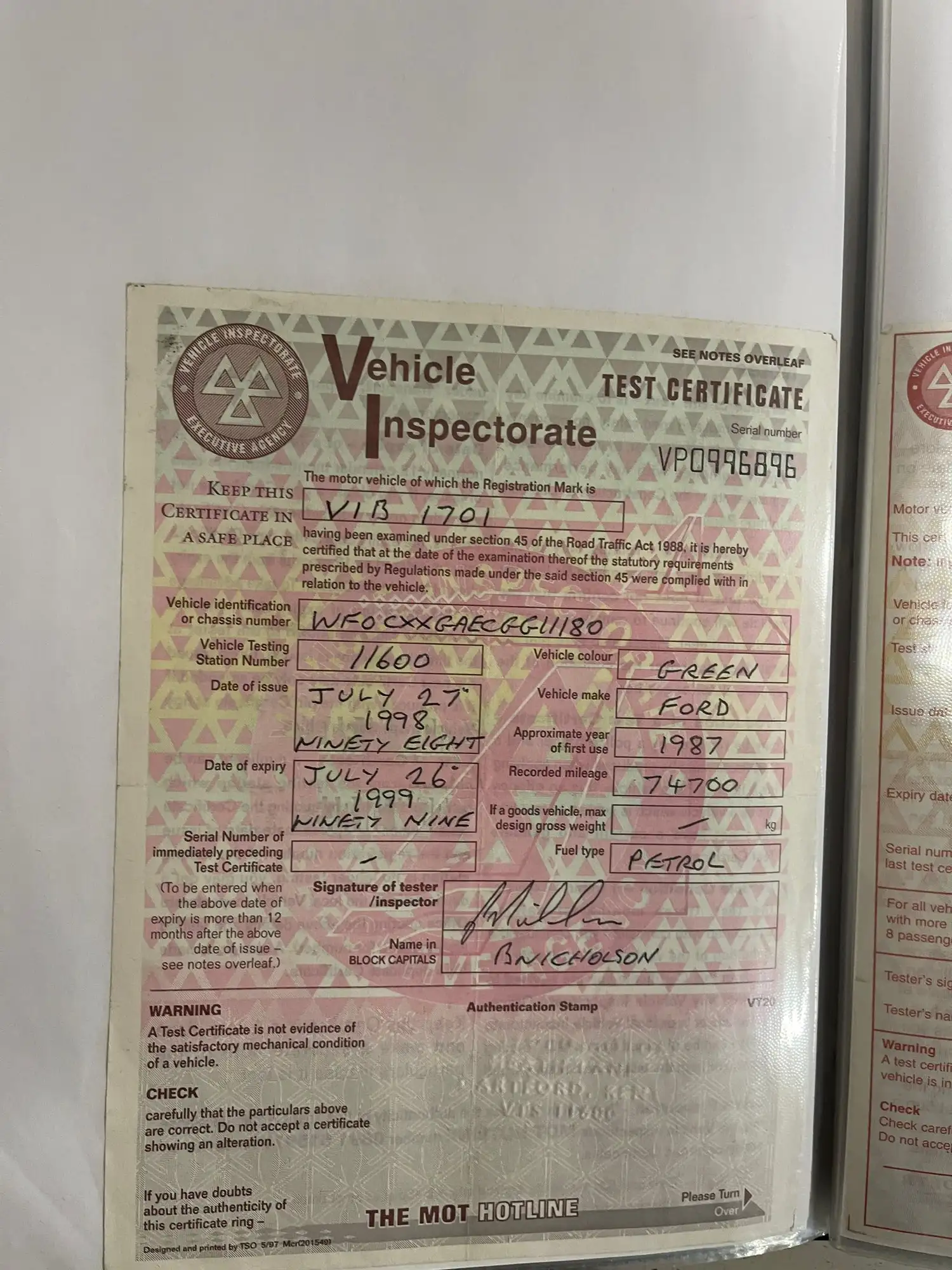 1987 Ford Capri 280 Brooklands-Sold