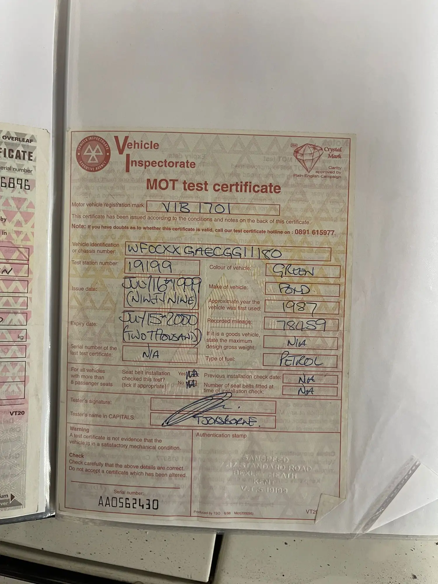 1987 Ford Capri 280 Brooklands-Sold