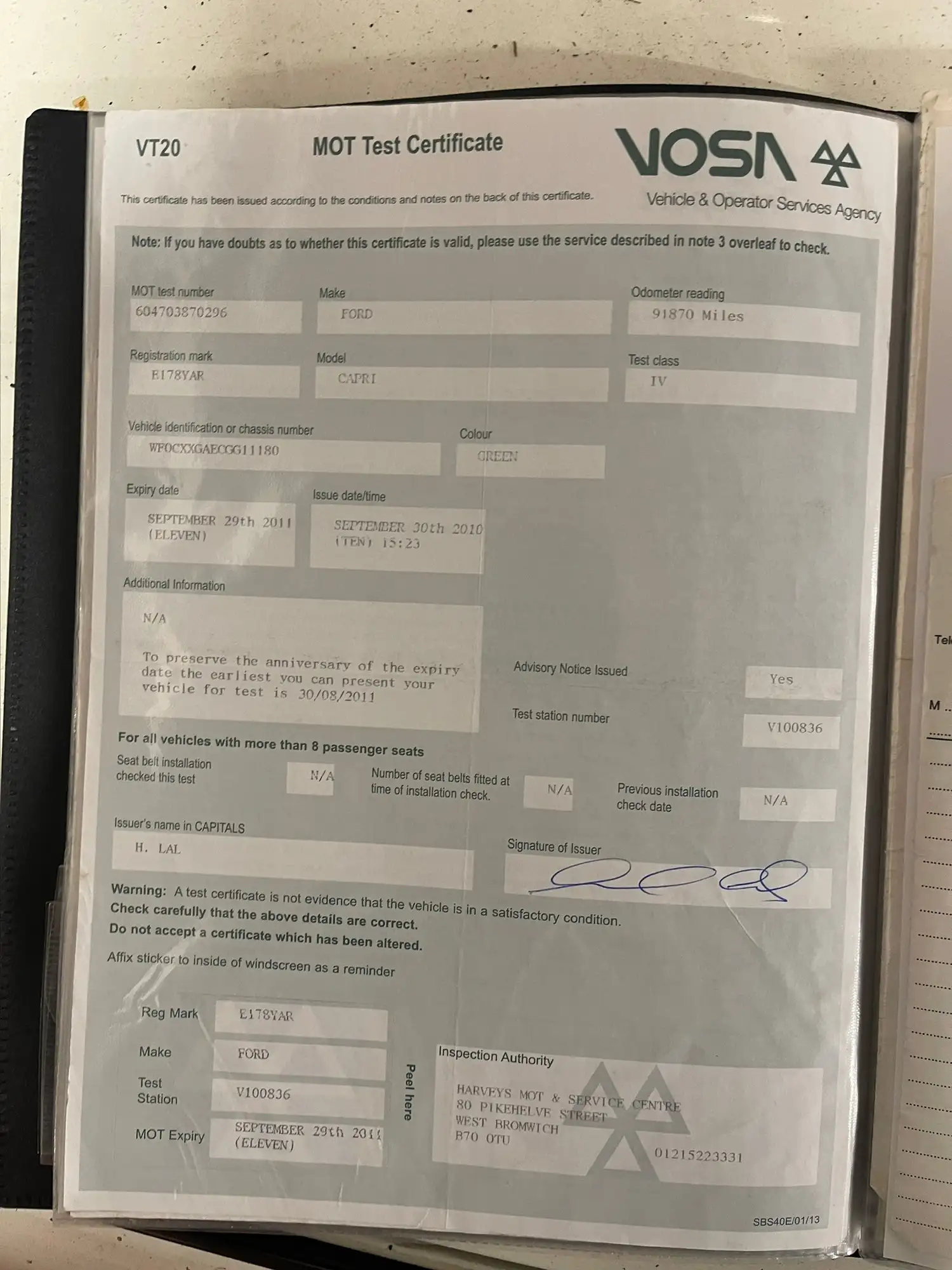 1987 Ford Capri 280 Brooklands-Sold