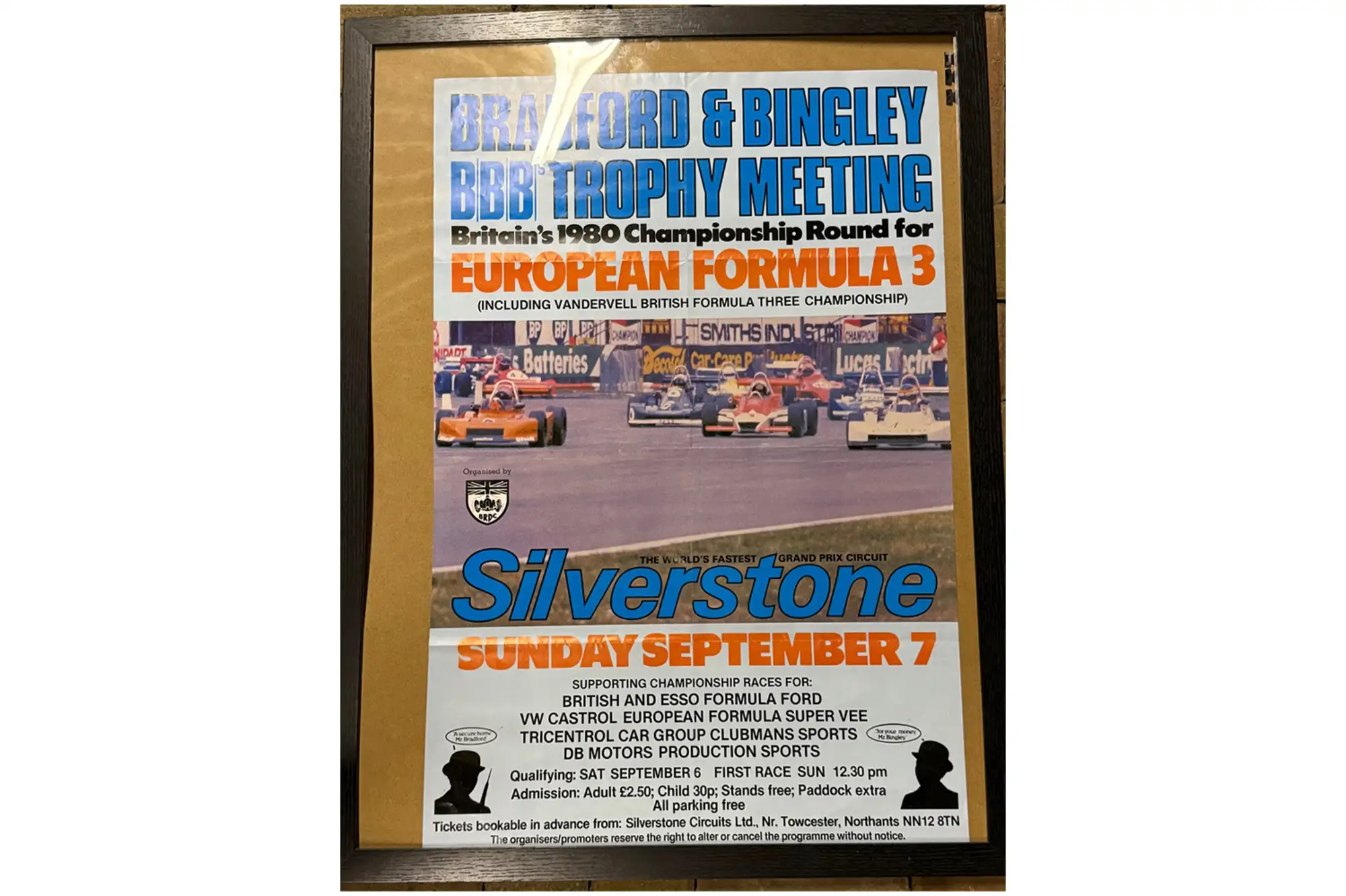 1980 Framed Silverstone British F3 event poster circa 85x65c-For Sale