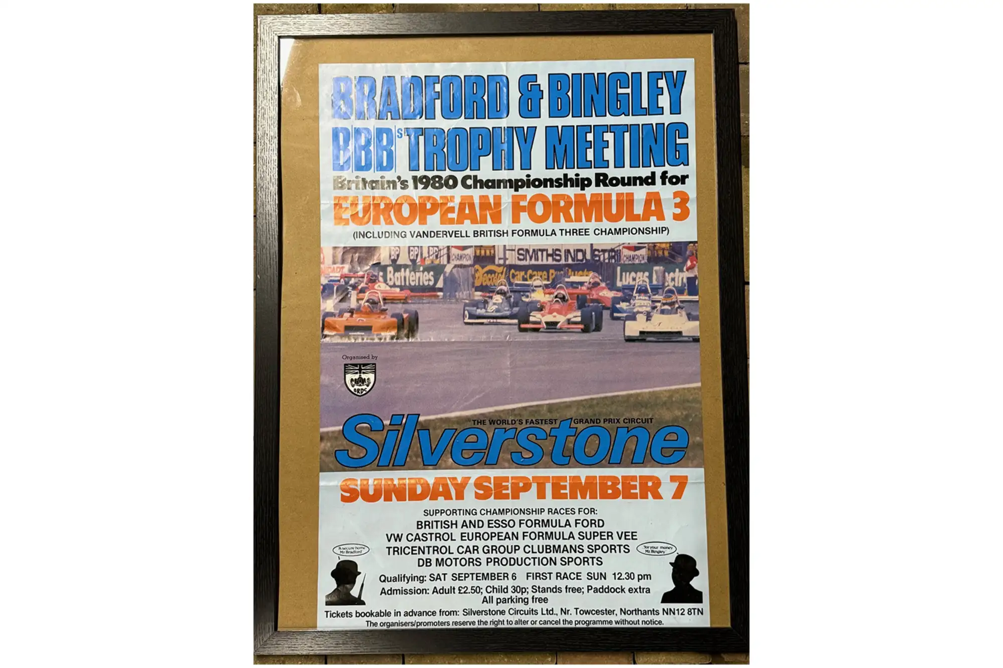 1980 Framed Silverstone F3 race event poster circa 85x65cm -For Sale