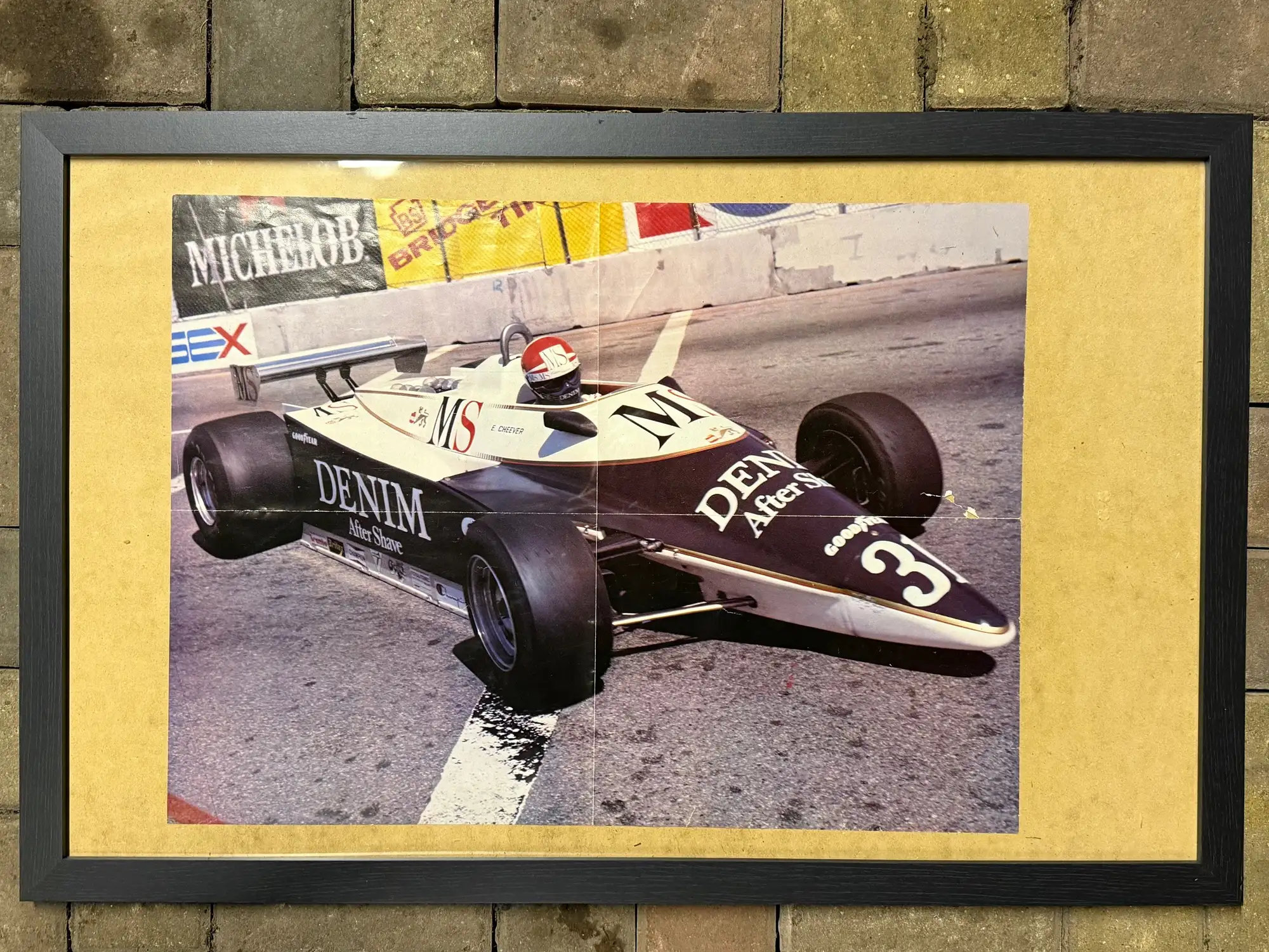 Framed Eddie Cheever poster circa 75x55cm -For Sale