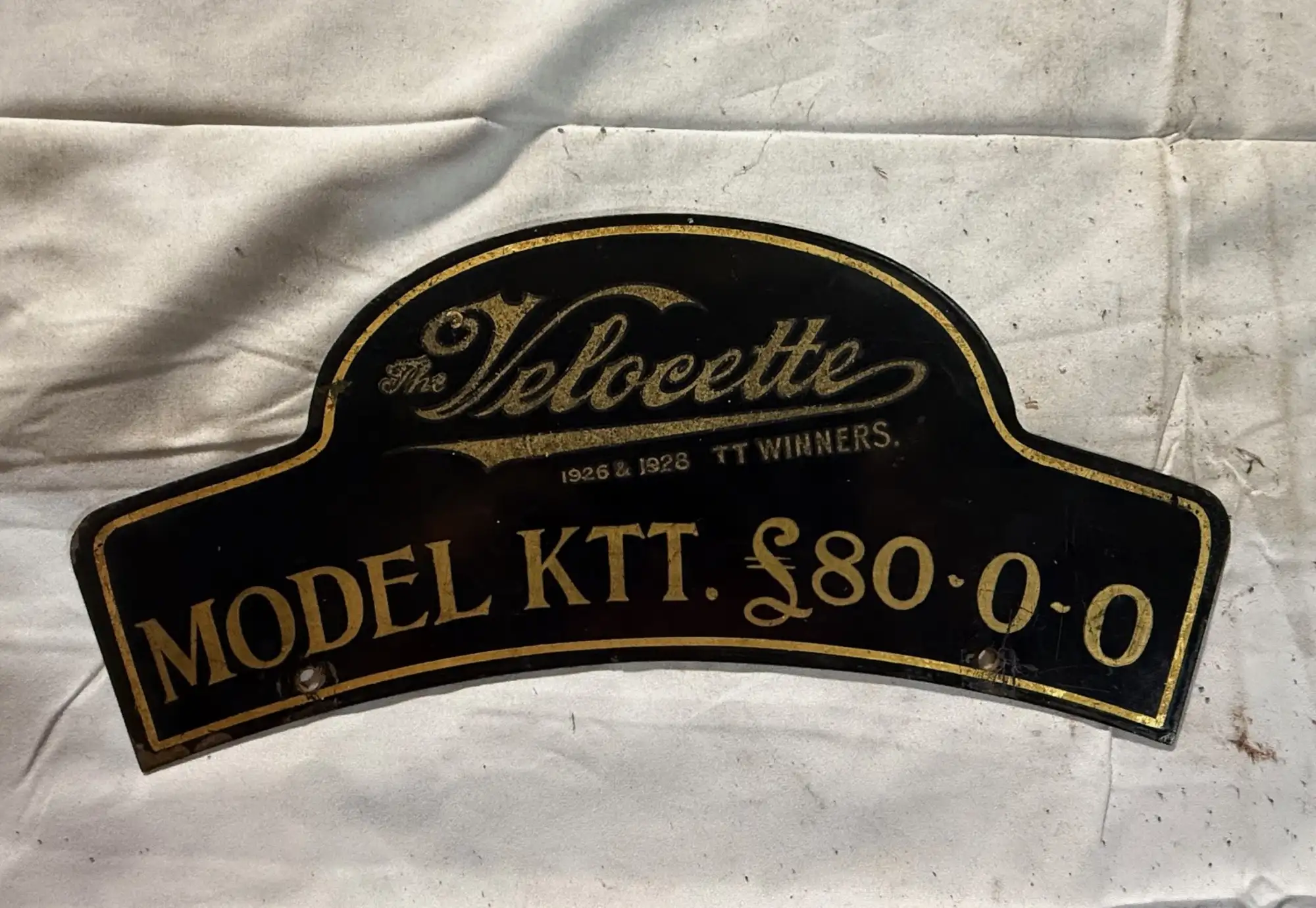 Velocette KTT number plate price board-For Sale