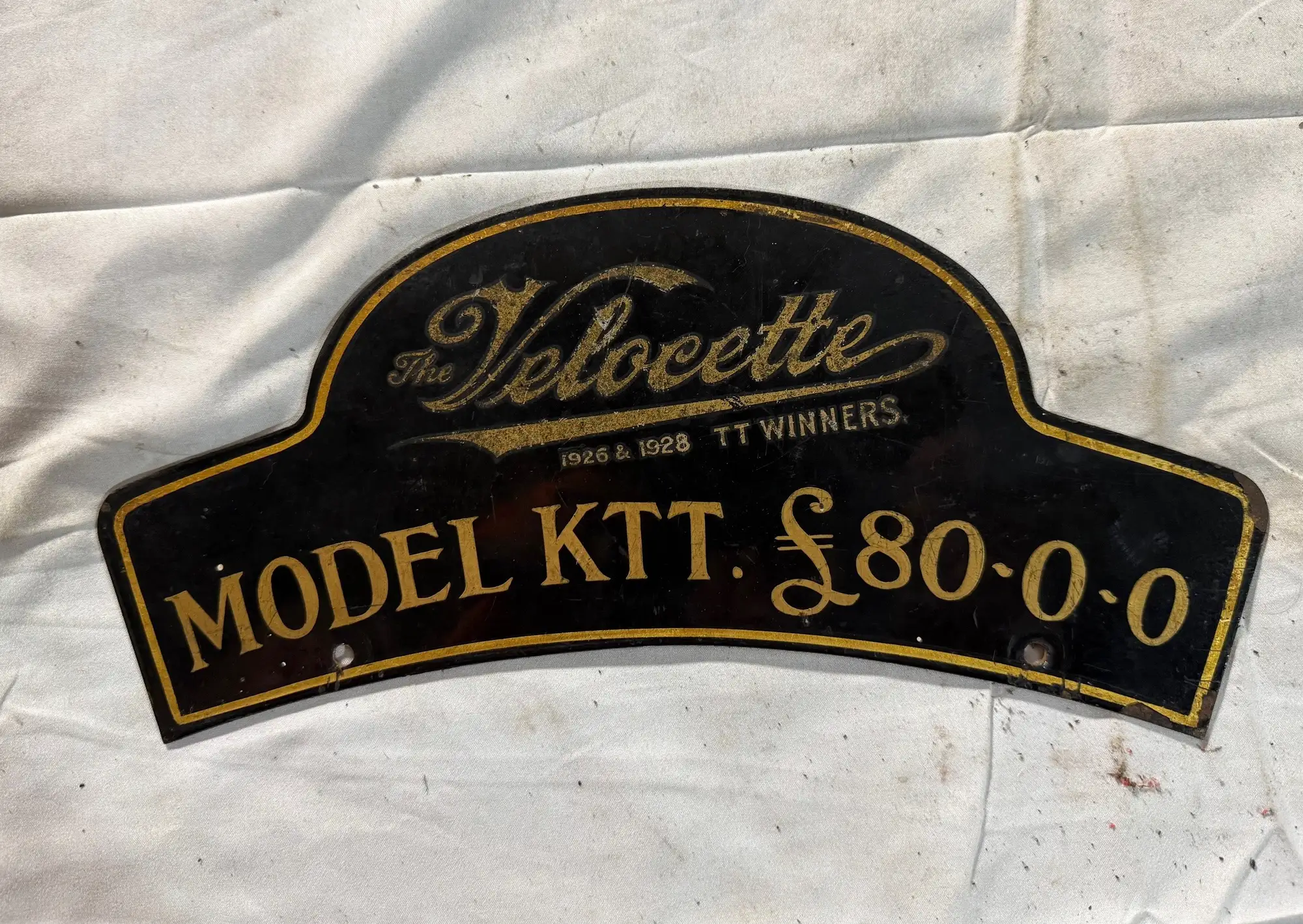 Velocette KTT number plate price board-For Sale