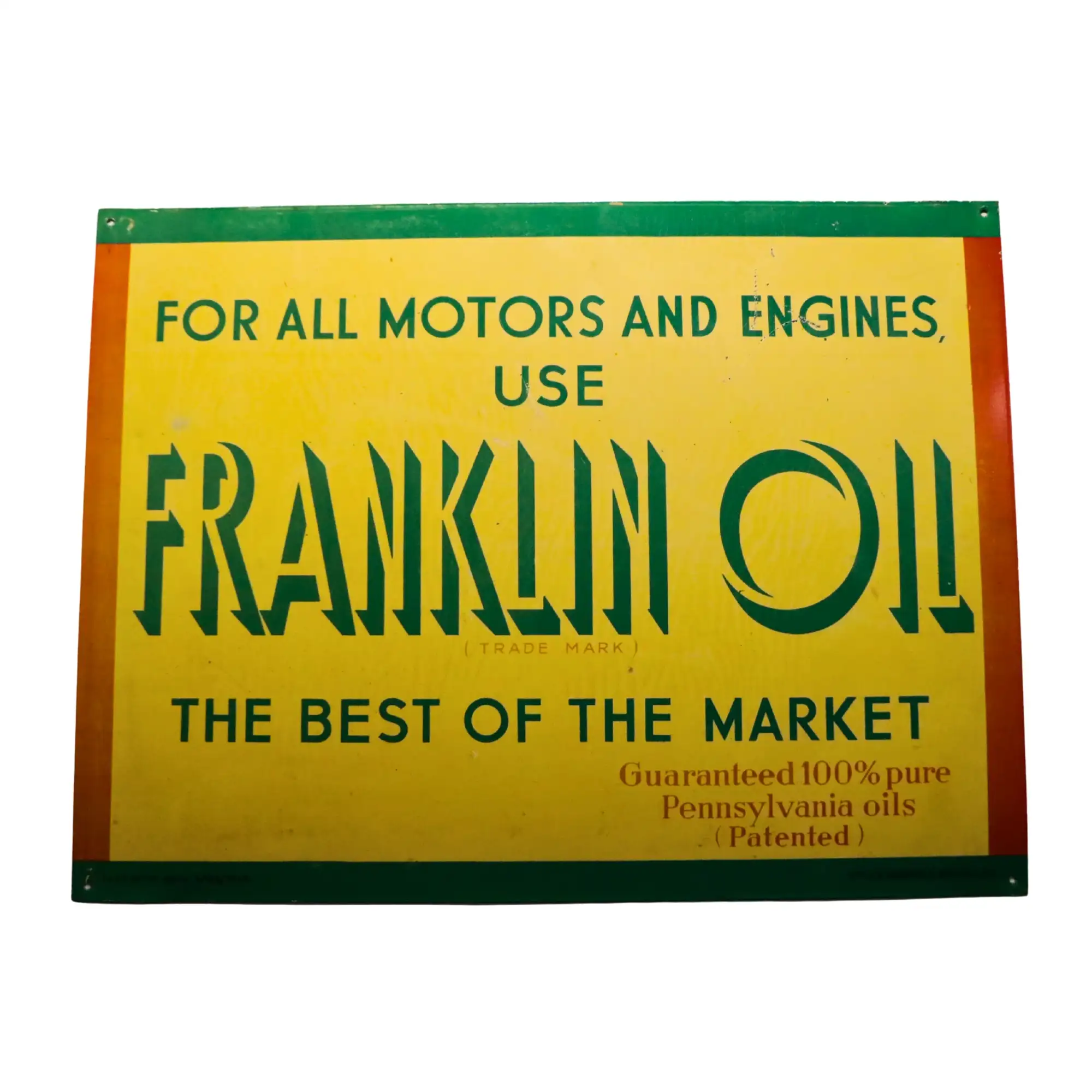 1948 Franklin Oil Tin Sign-For Sale