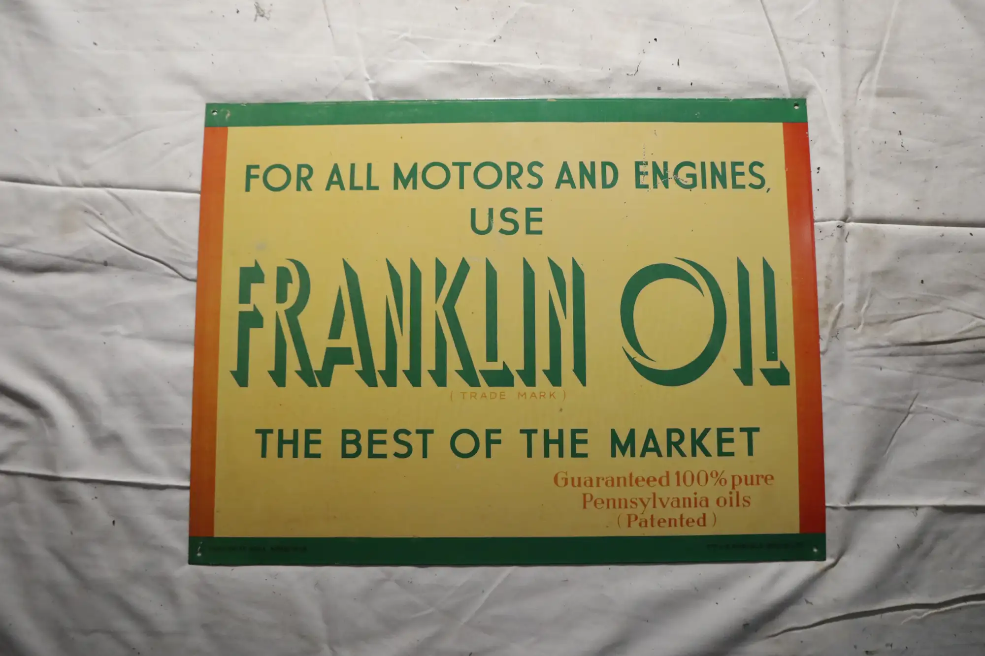 1948 Franklin Oil Tin Sign-For Sale