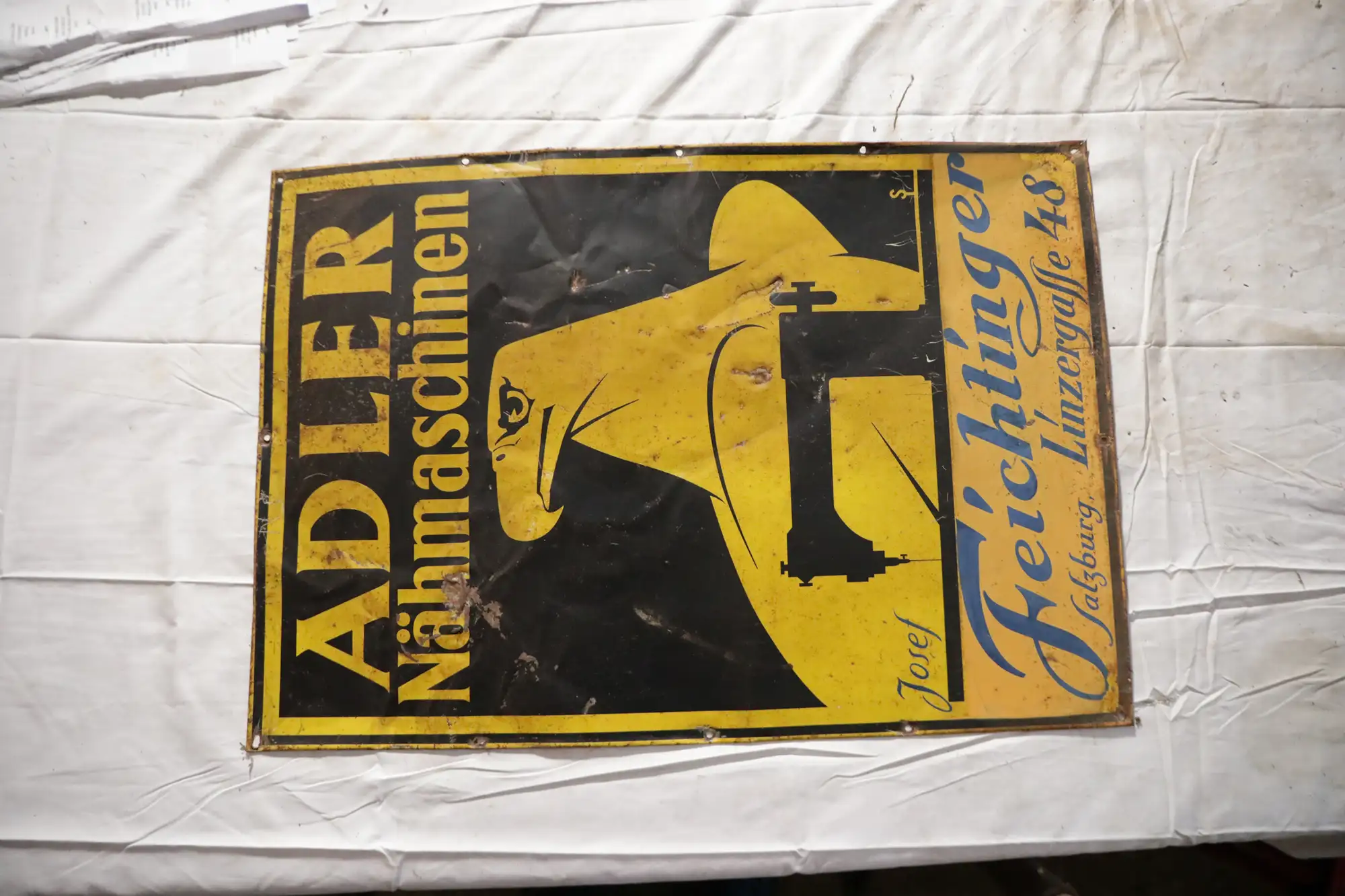 Adler Nahmaschinen Sewing Machine Enamel Sign-For Sale