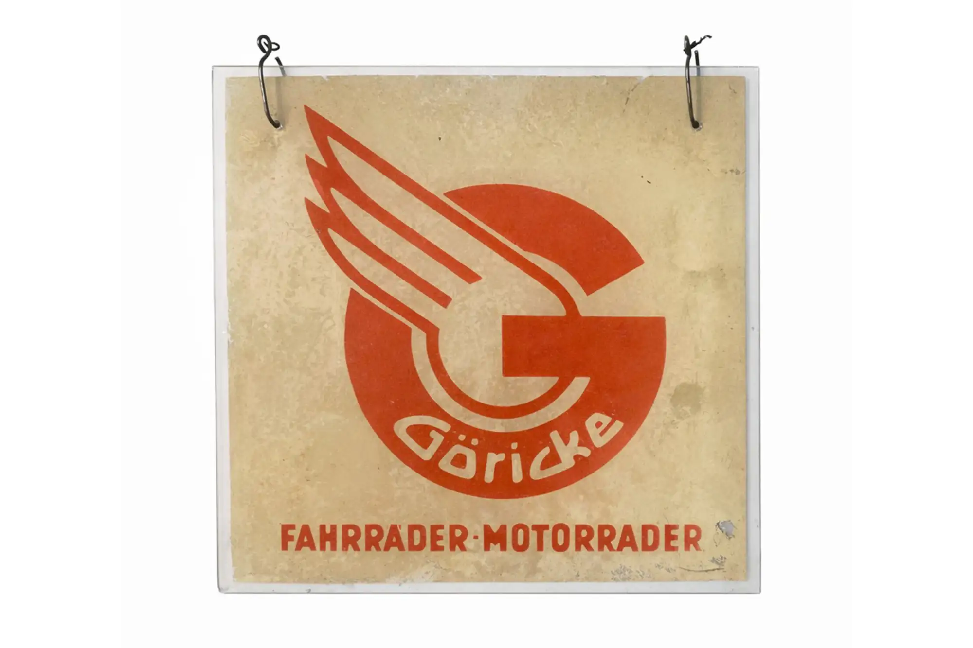 1940s Goricke Glass Hanging Sign-For Sale