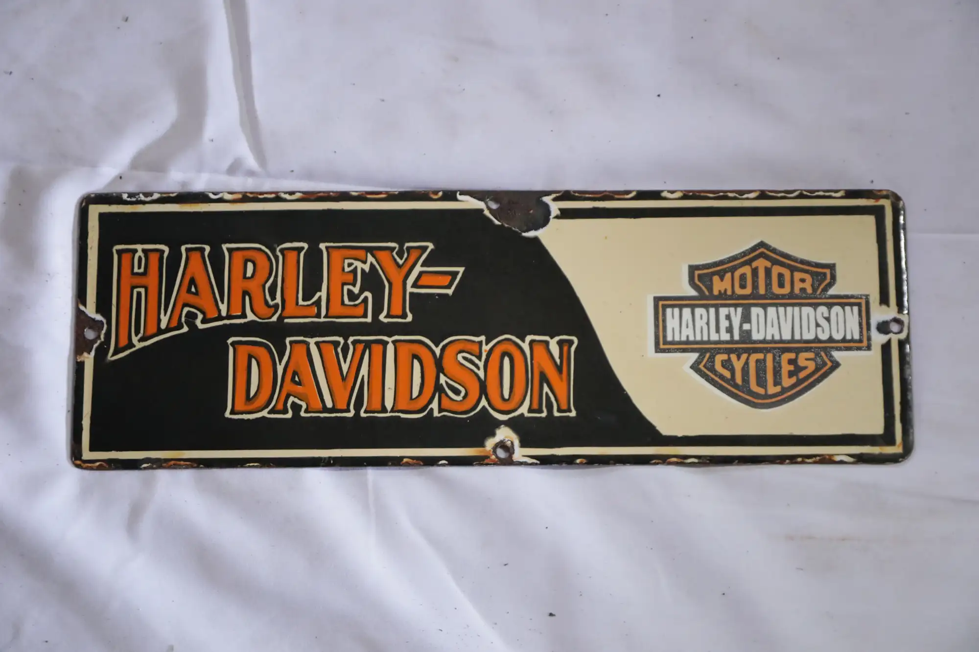 1960s Harley Davidson Motor Cycles Enamel Sign-For Sale