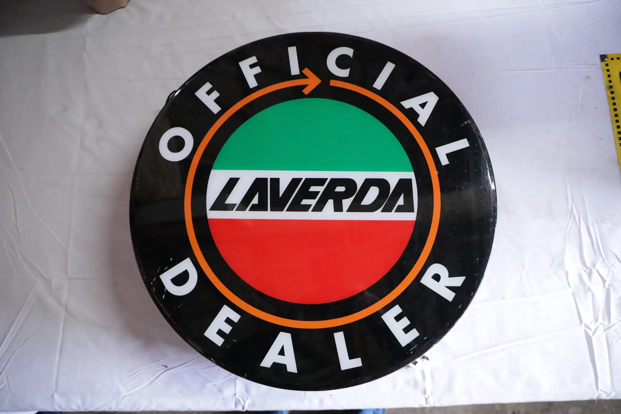 1960s Laverda Official Dealer Round Light Box Showroom Sign-For Sale
