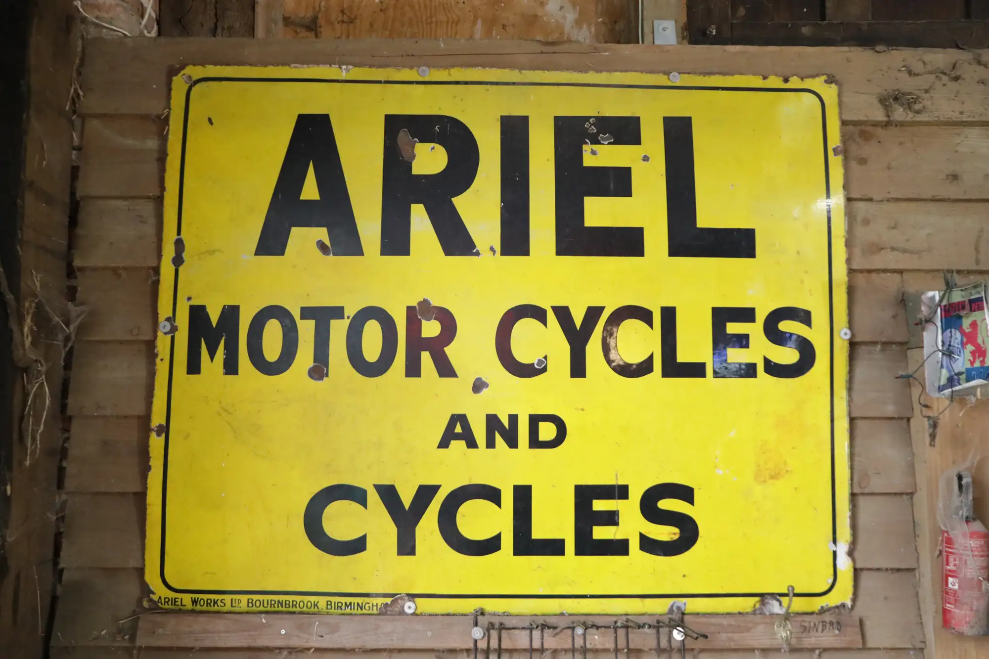 Ariel Motor Cycles and Cycles Factory Large Enamel Sign -For Sale