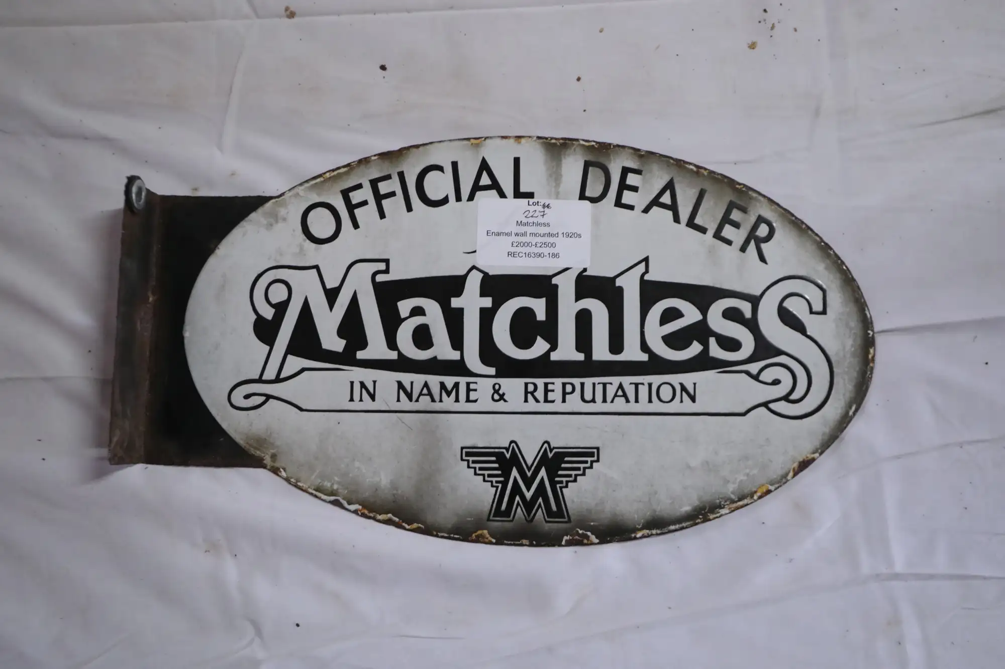 1920s Matchless Offical Dealer Enamel Wall Mounted Sign-For Sale