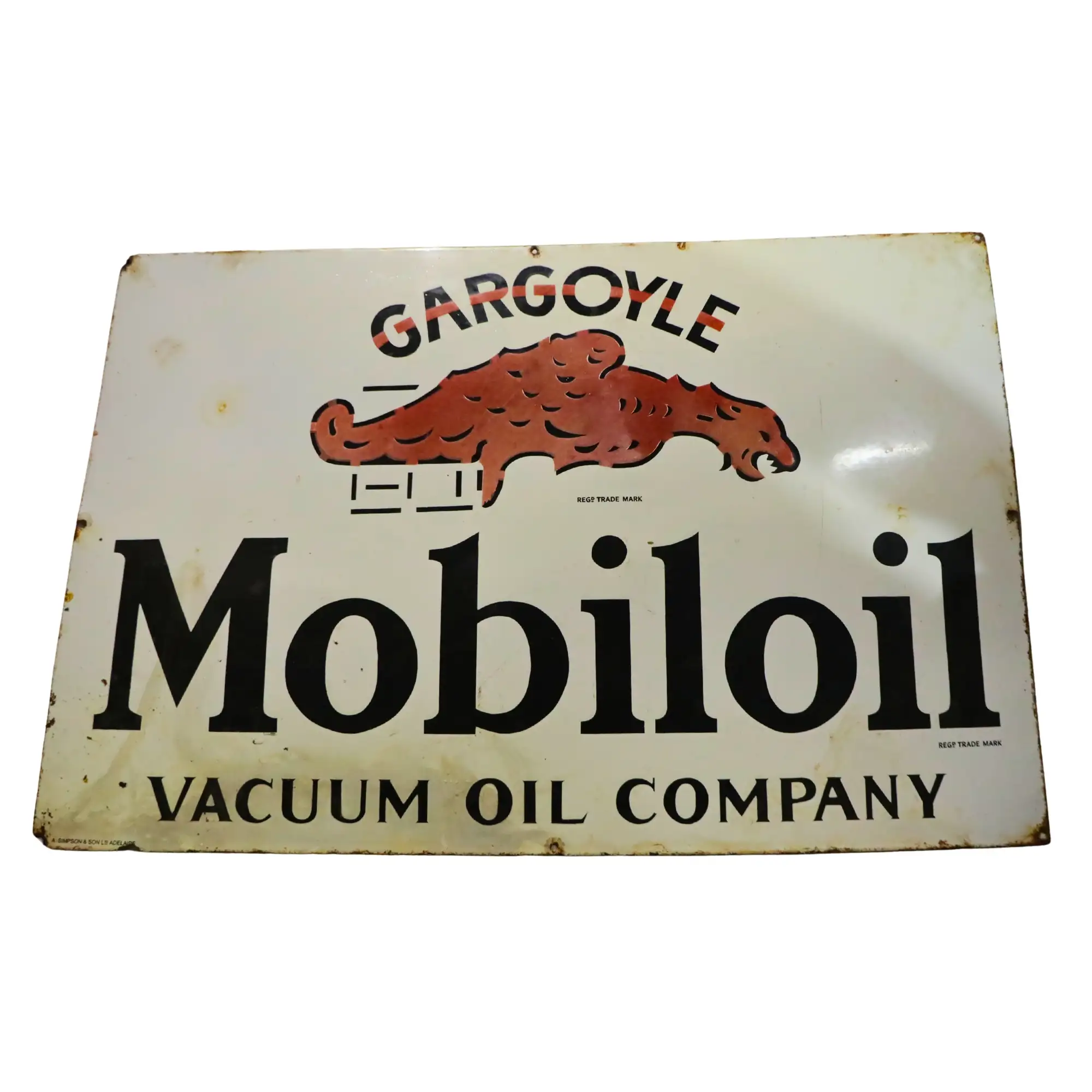 Mobiloil Gargoyle Vacuum Oil Company Enamel Sign-For Sale