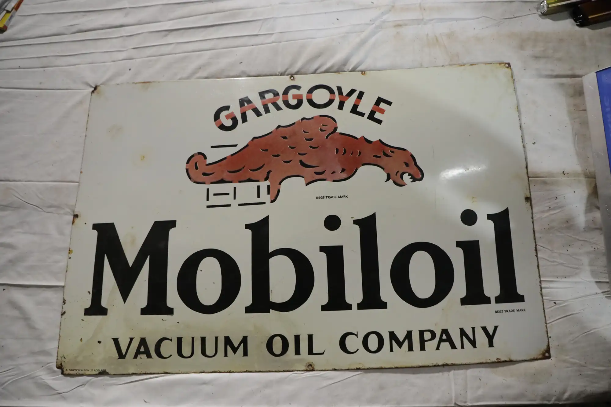 Mobiloil Gargoyle Vacuum Oil Company Enamel Sign-For Sale