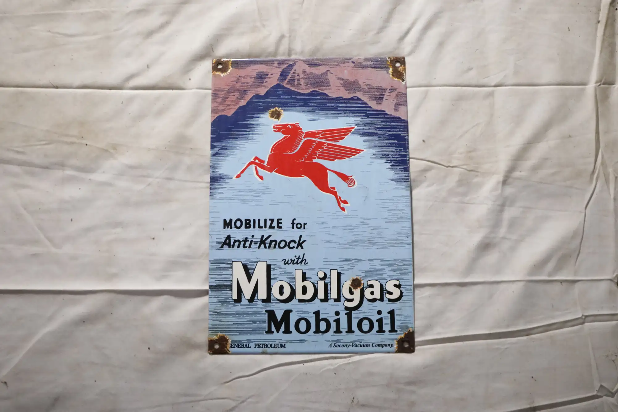 Mobilgas Mobiloil Enamel Sign-For Sale
