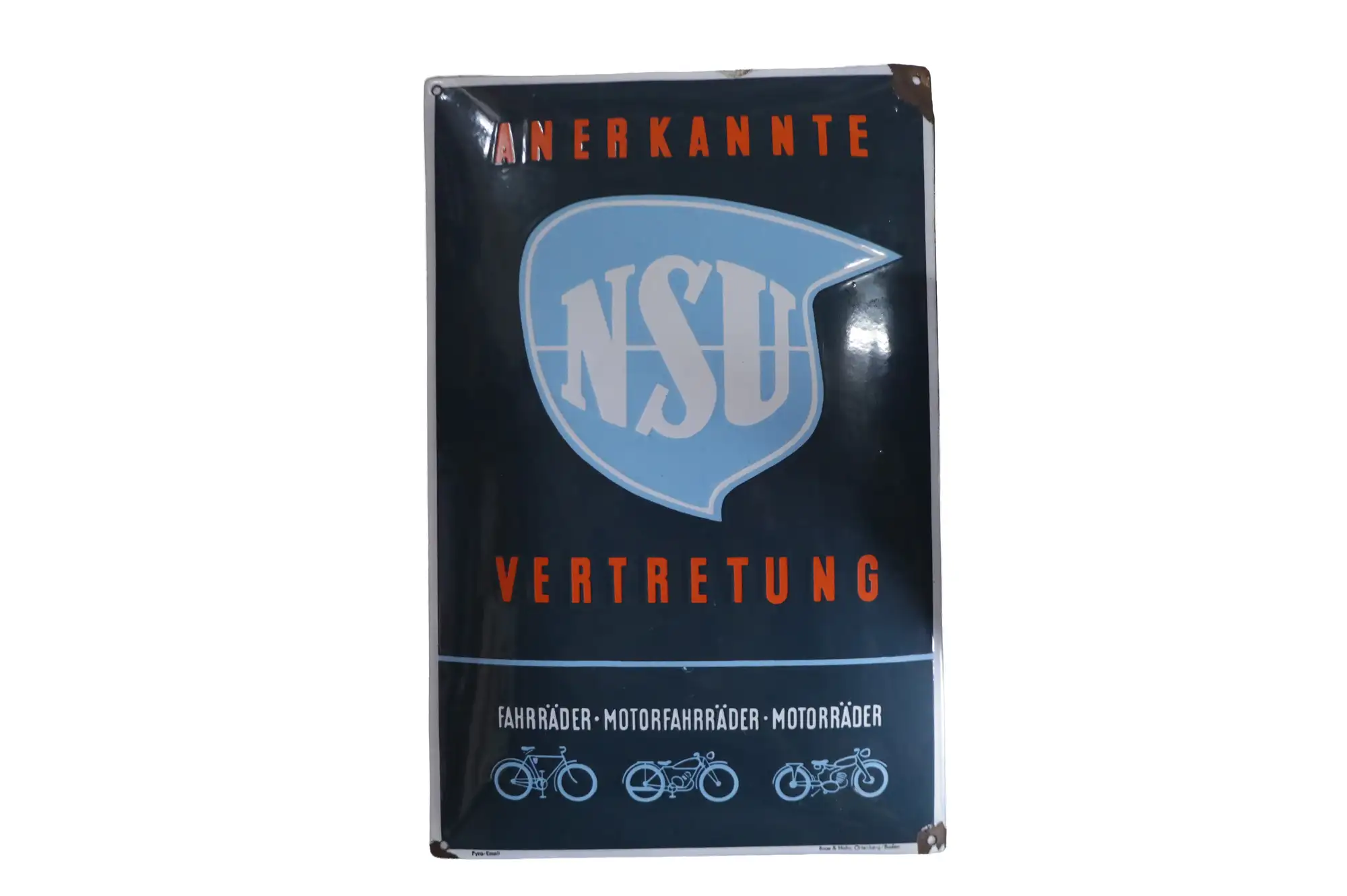 1930s NSU Annerkante Vertretung Enamel Sign-For Sale