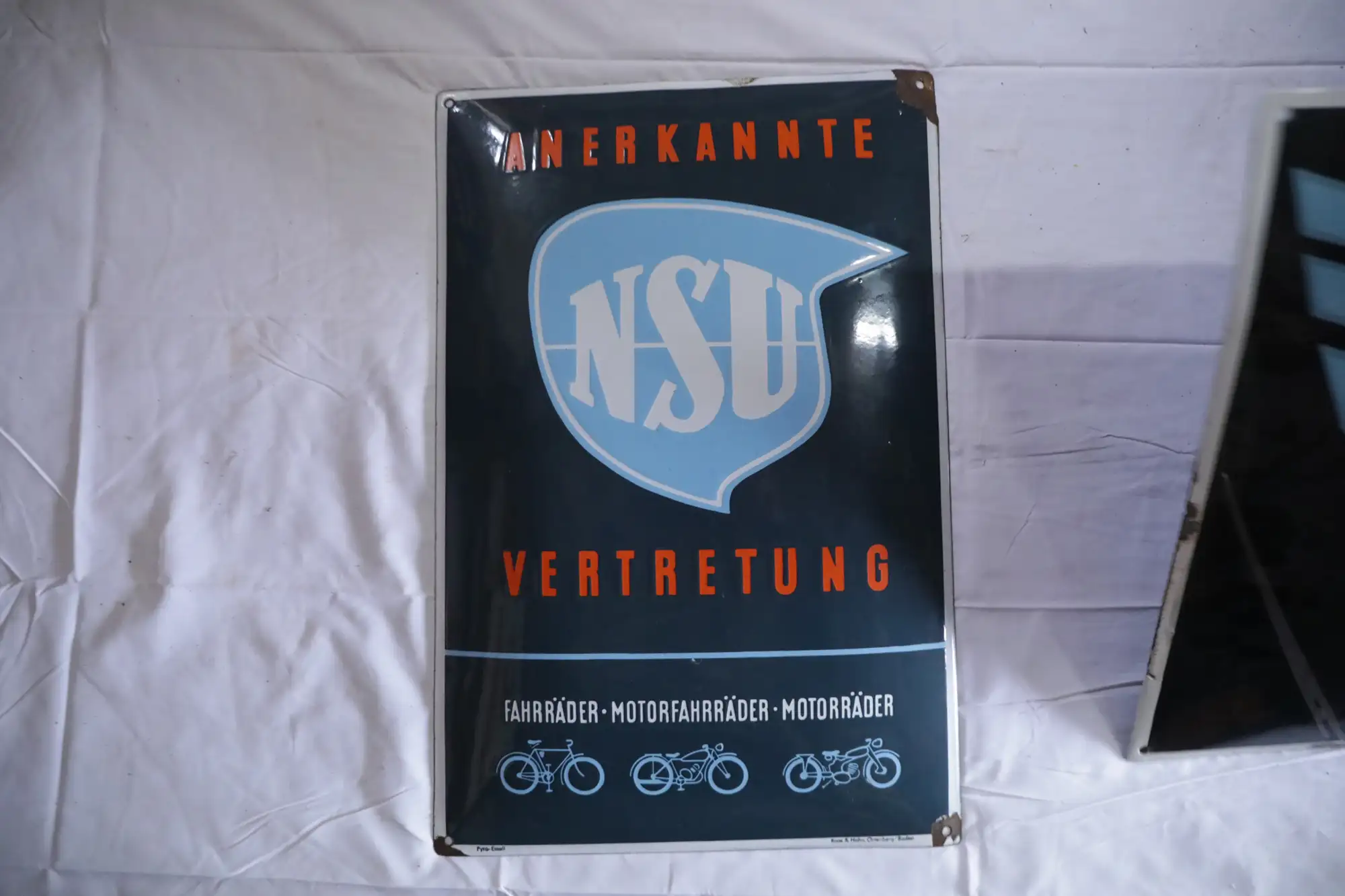1930s NSU Annerkante Vertretung Enamel Sign-For Sale