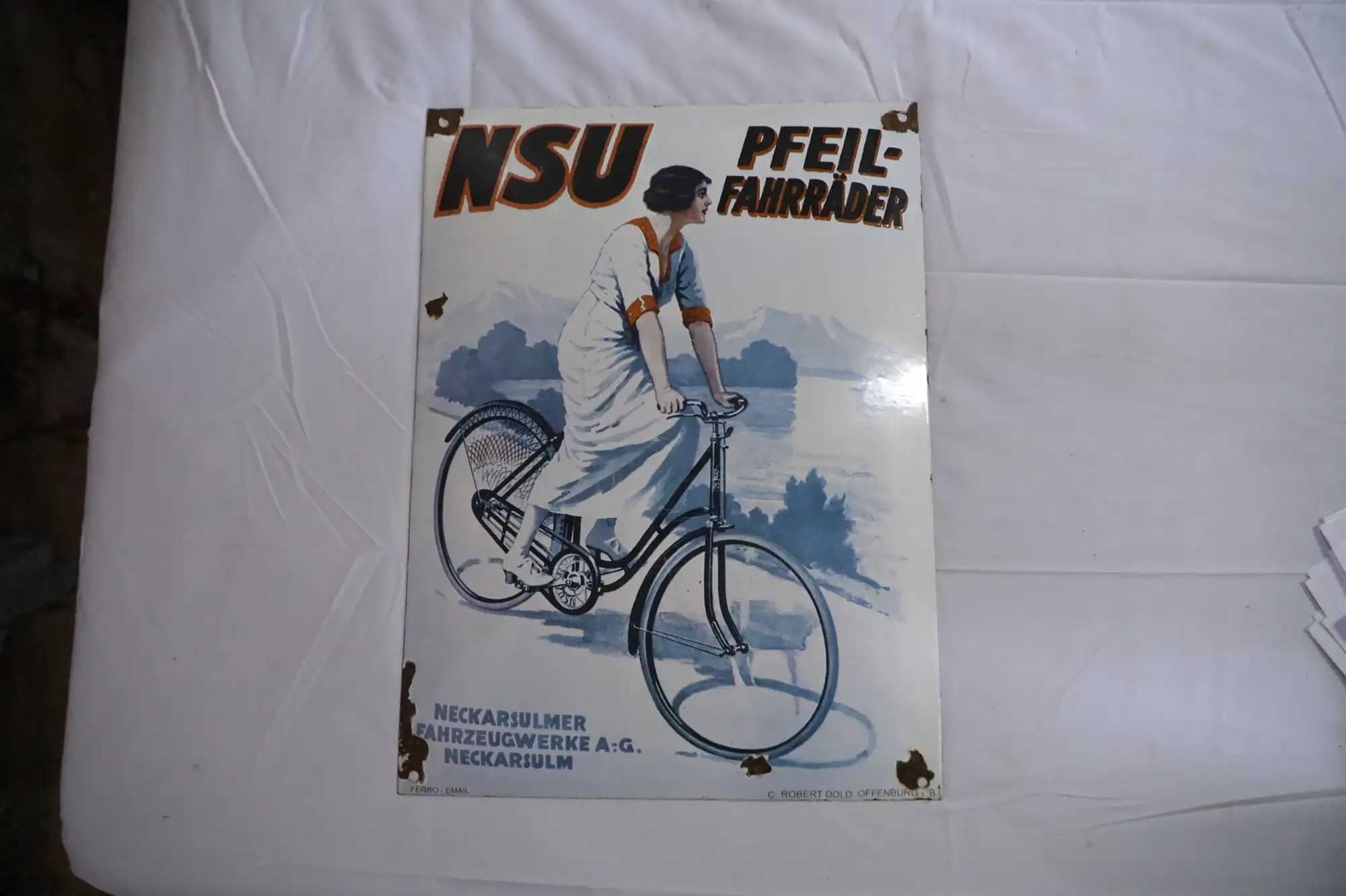 1920s NSU Pfeil Bicycle Enamel Sign-For Sale