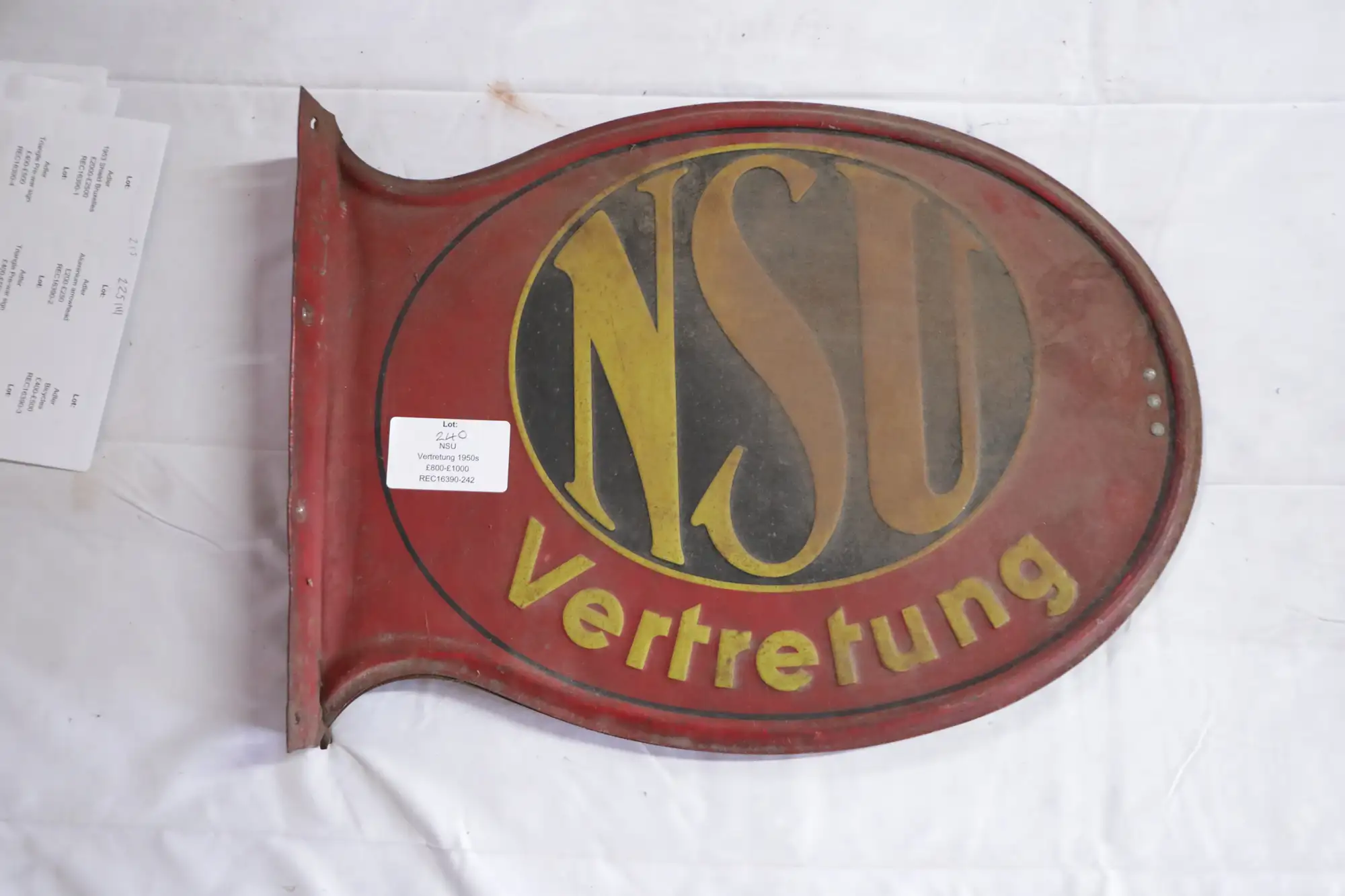 1950s NSU Vertretung Wall Mounted Tin Sign-For Sale