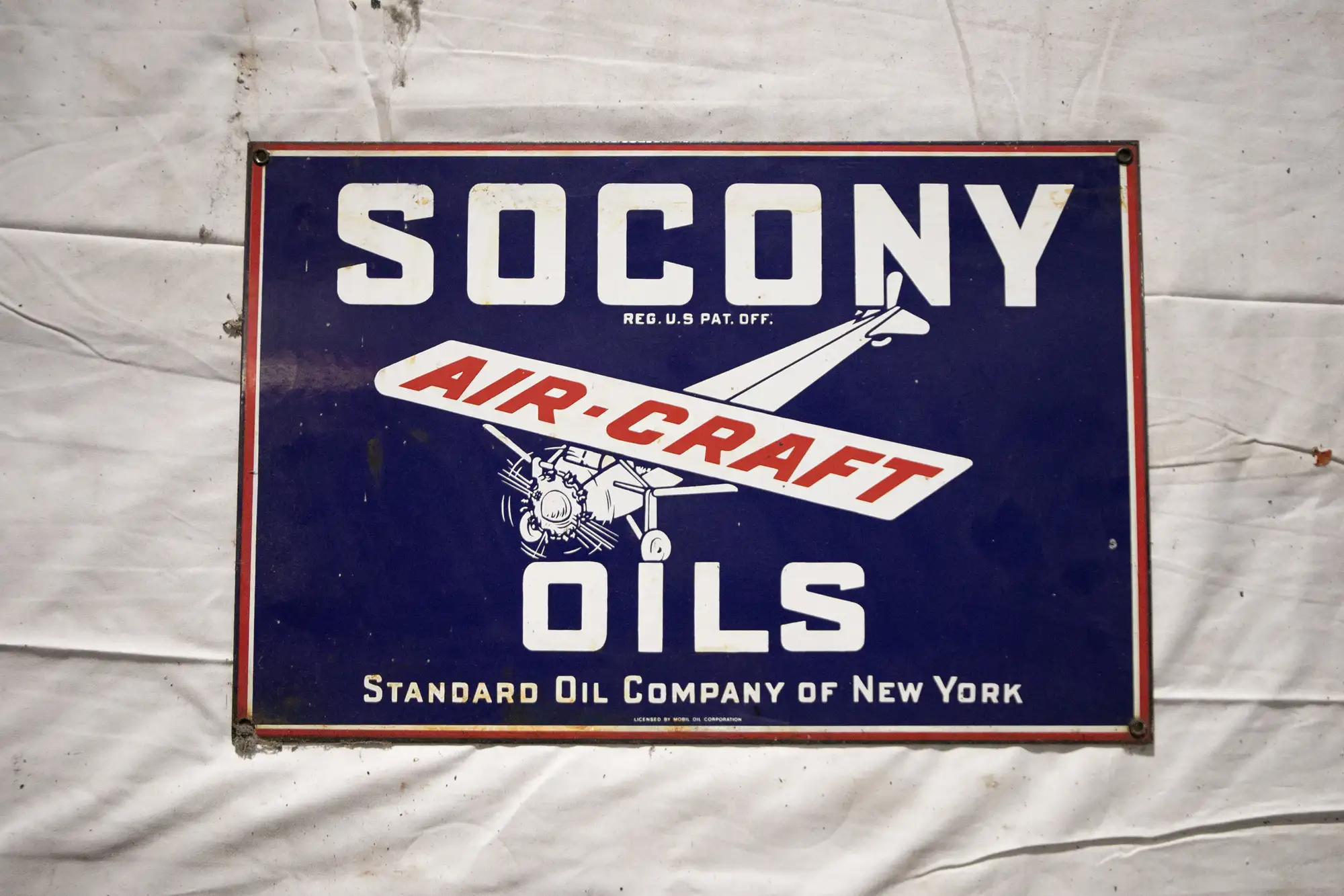 Socony Aircraft Oils Enamel Sign-For Sale