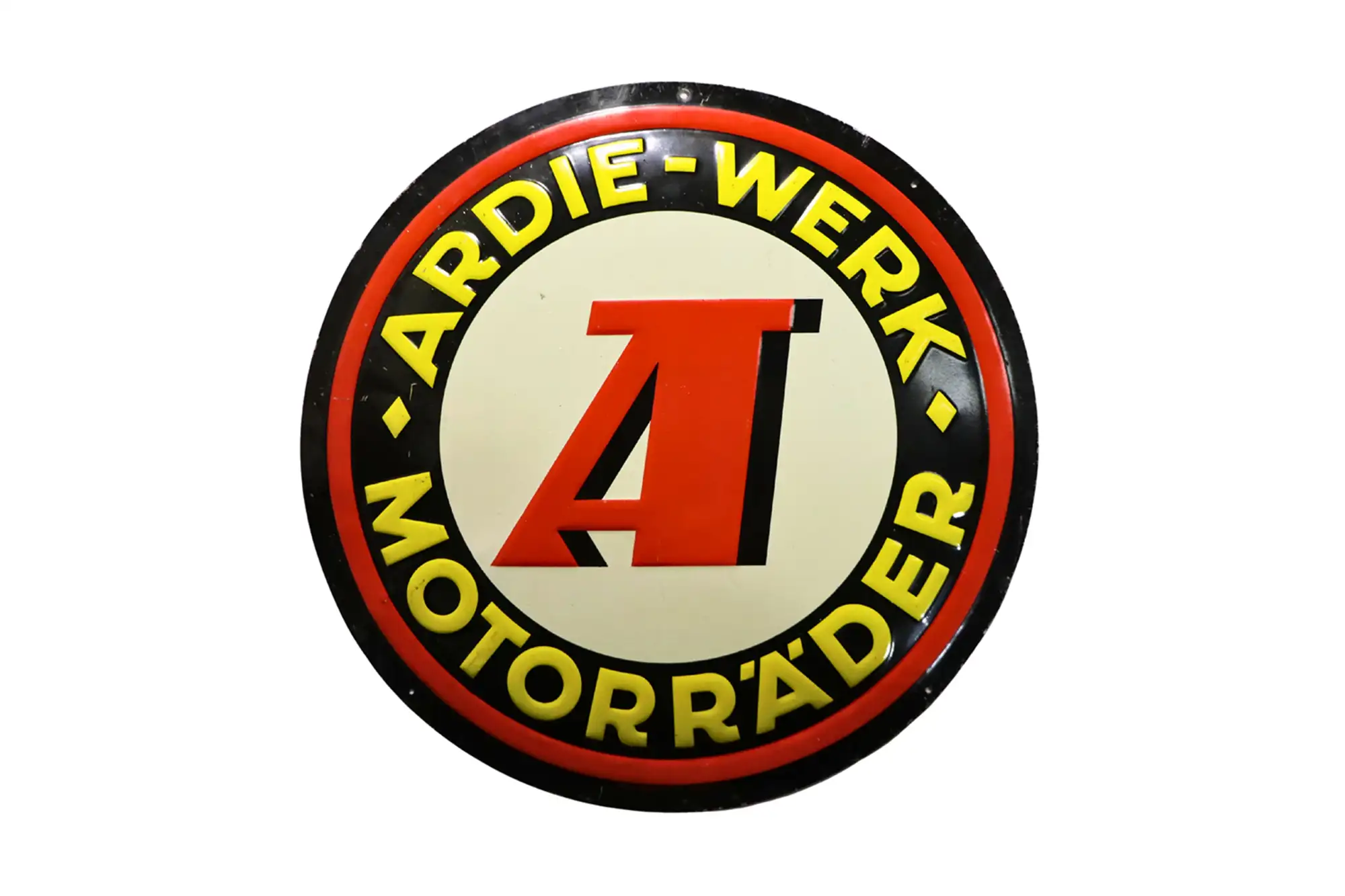 1950s Ardie Werk Motorrader Round Enamel Sign-For Sale