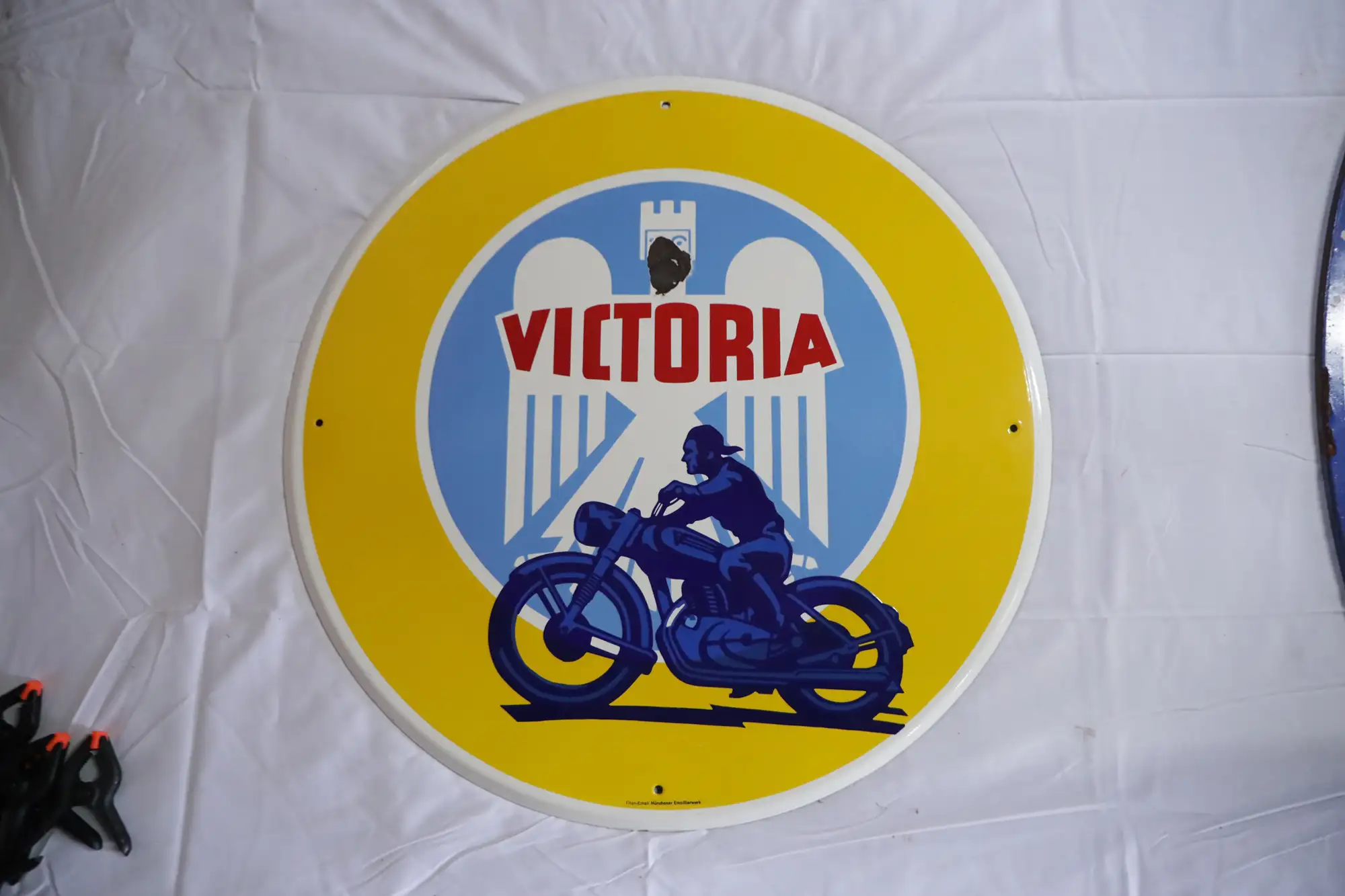 Victoria Motorcycle Round Enamel Sign-For Sale