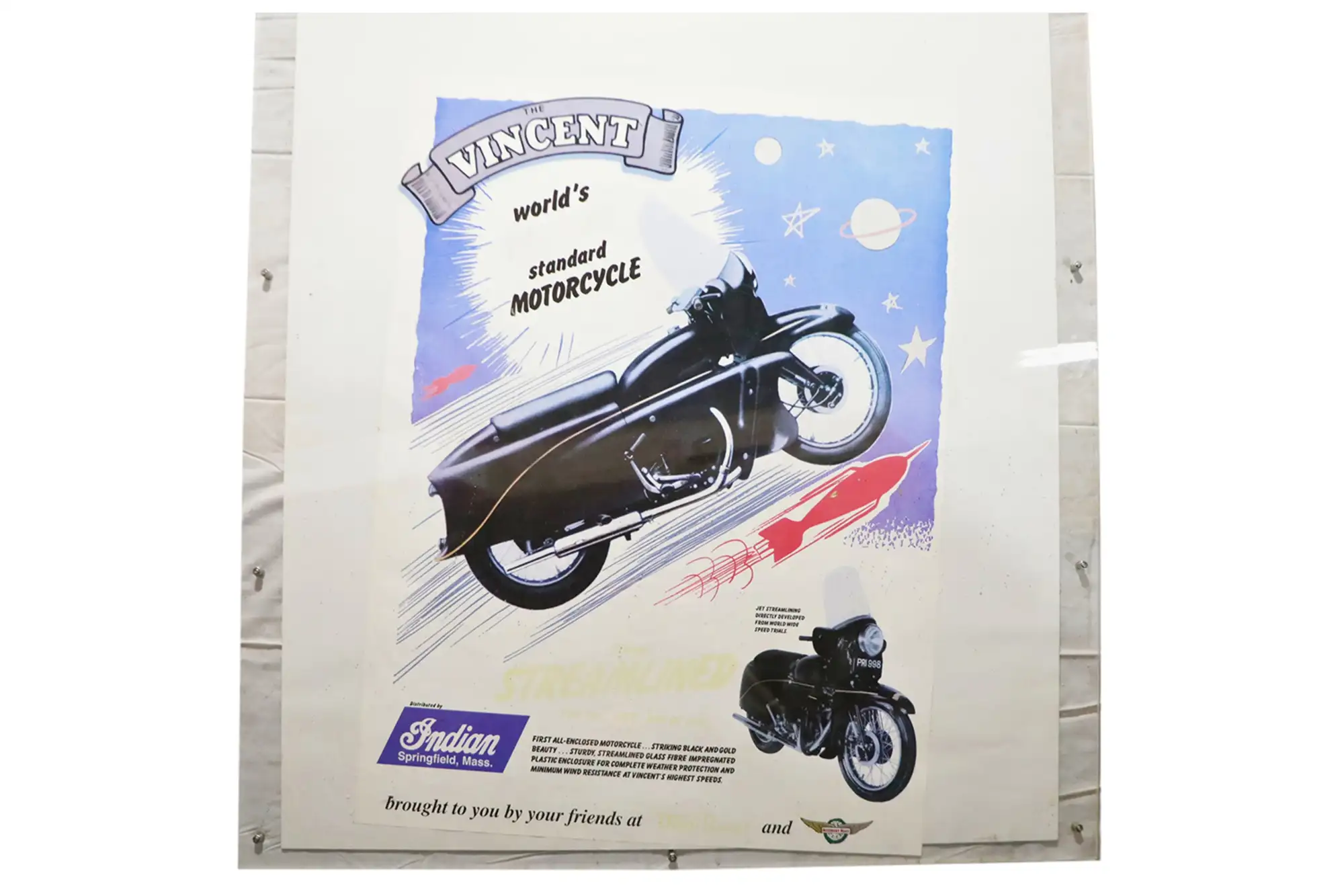 Vincent Paper Poster Ex-Indian USA Black Prince-For Sale