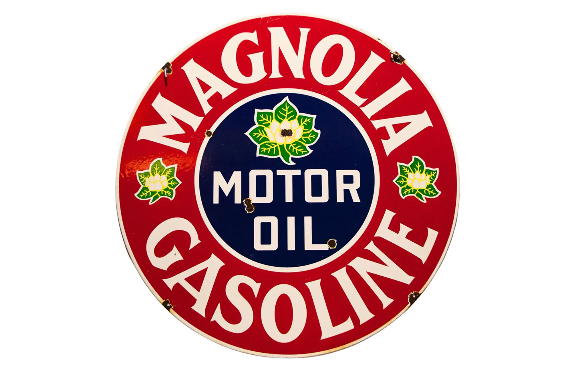 Magnola Gasoline Motor Oil Double Sided Enamel Sign-For Sale