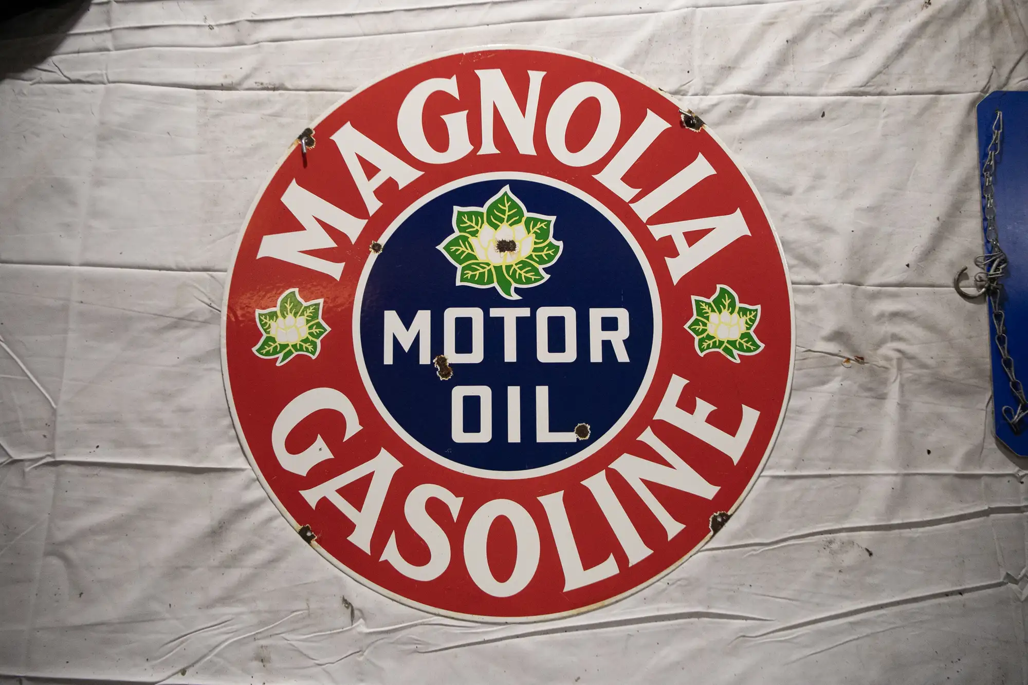 Magnola Gasoline Motor Oil Double Sided Enamel Sign-For Sale