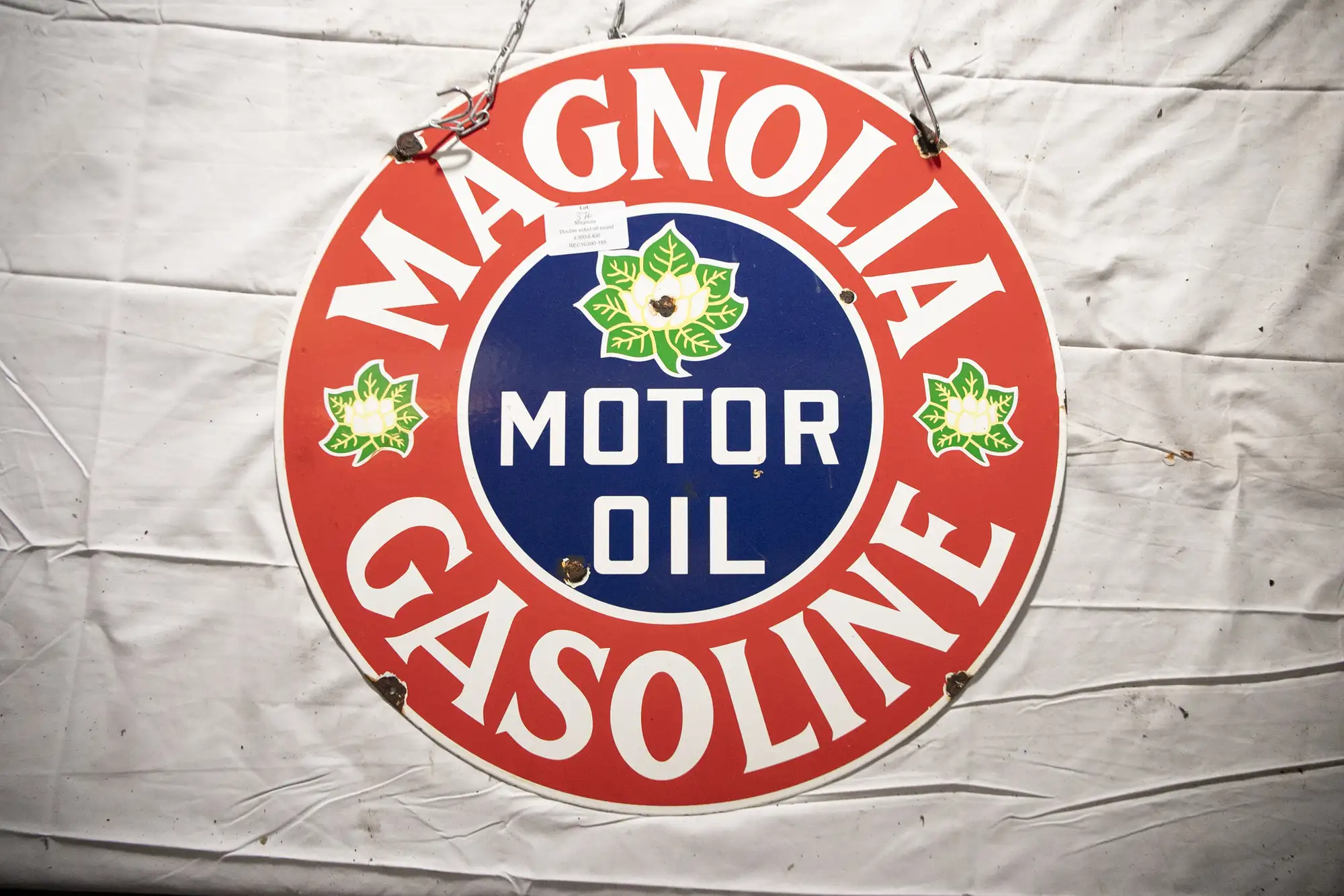 Magnola Gasoline Motor Oil Double Sided Enamel Sign-For Sale