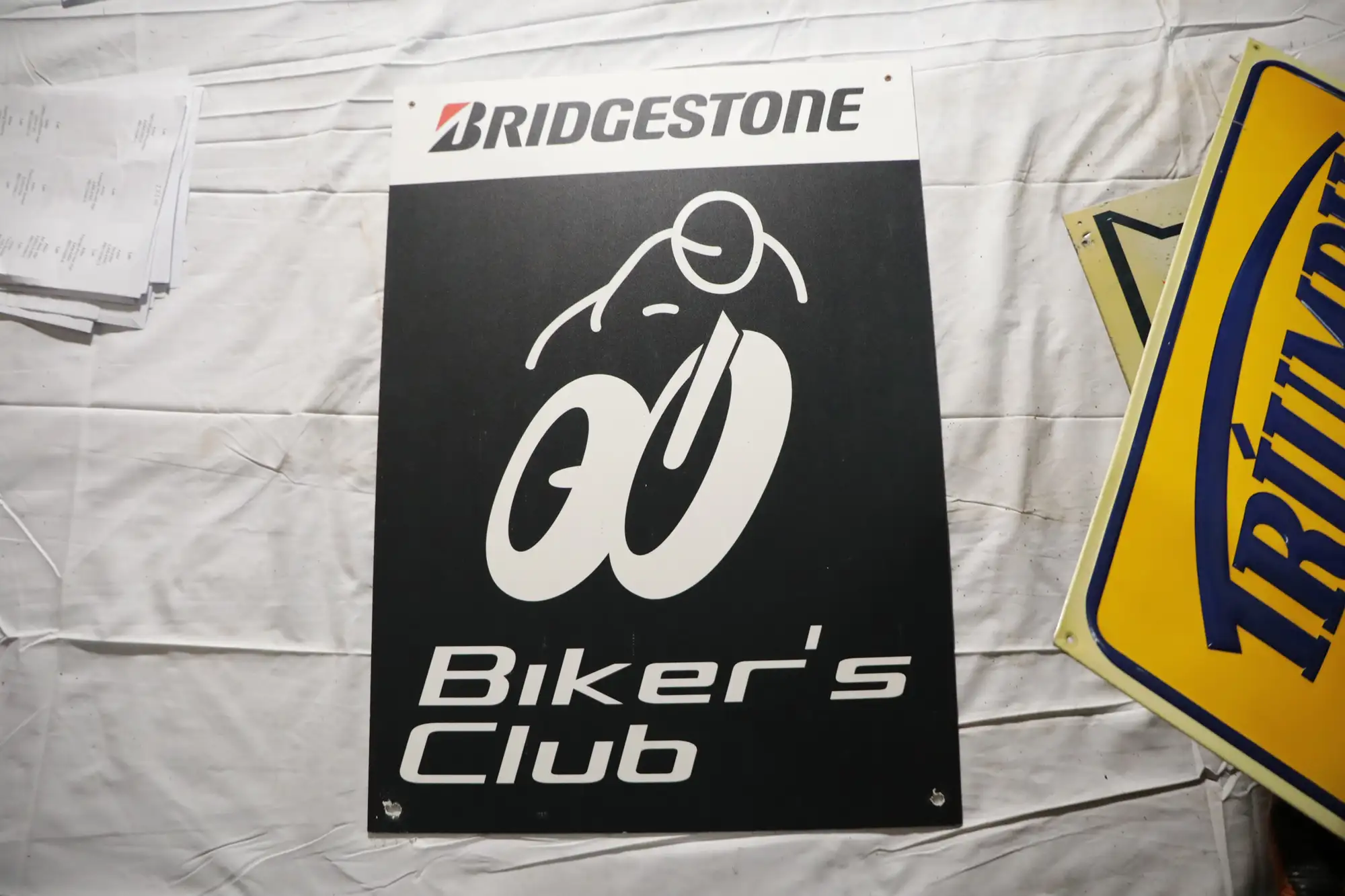 Bridgestone Biker's Club Plastic Sign-For Sale