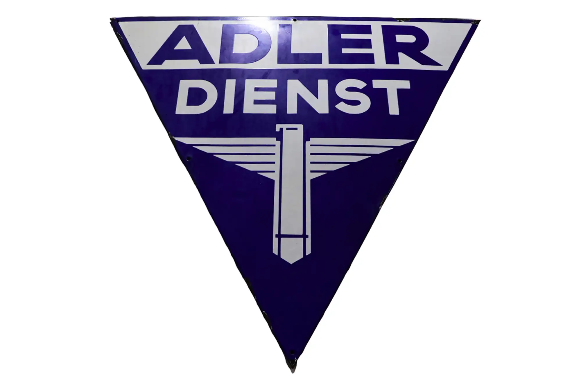 Adler Dienst Triangle Pre-War Enamel Sign-For Sale