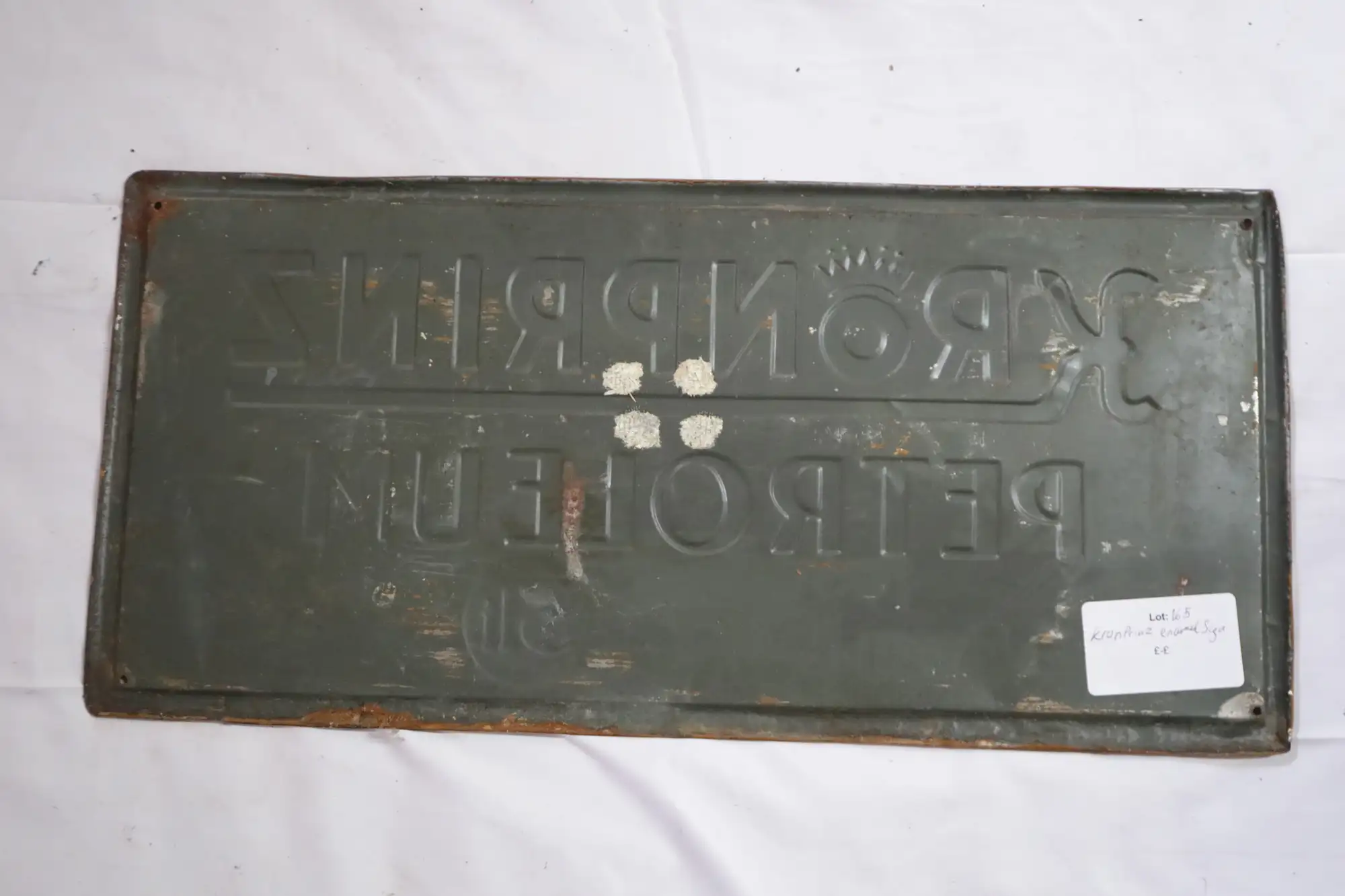 Kronprinz Petroleum Enamel Sign-For Sale