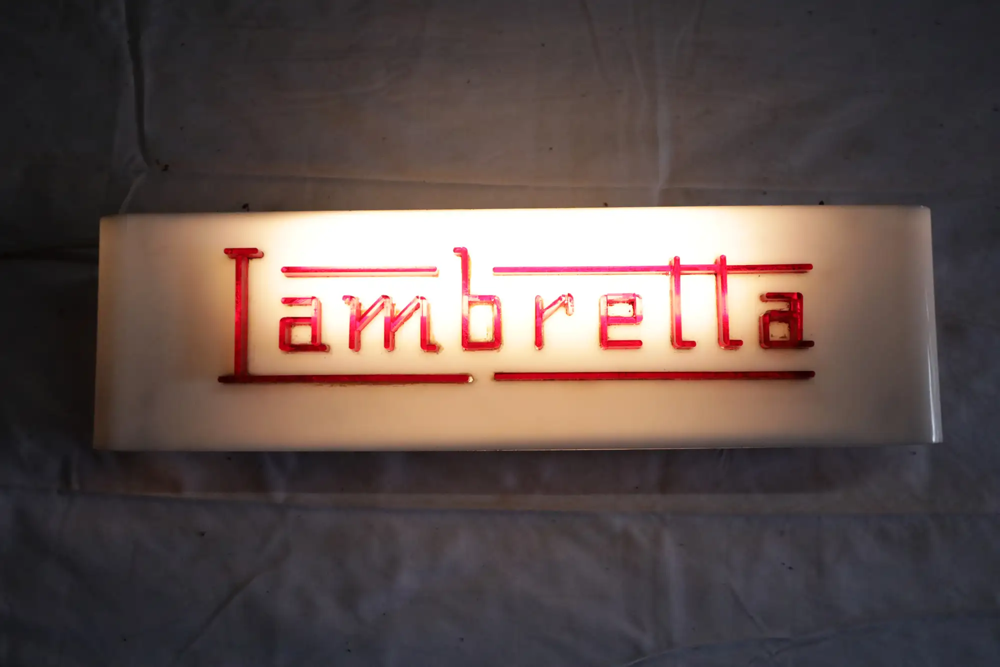 Lambretta Red Perspex Illuminated Showroom Sign-For Sale